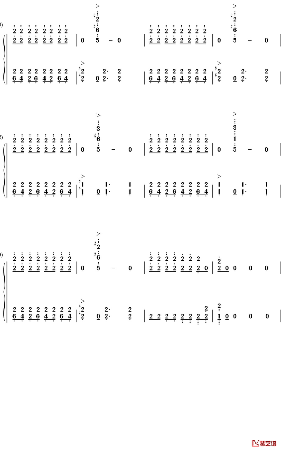 死亡华尔兹简易版钢琴简谱-数字双手-John Arthur Stump4