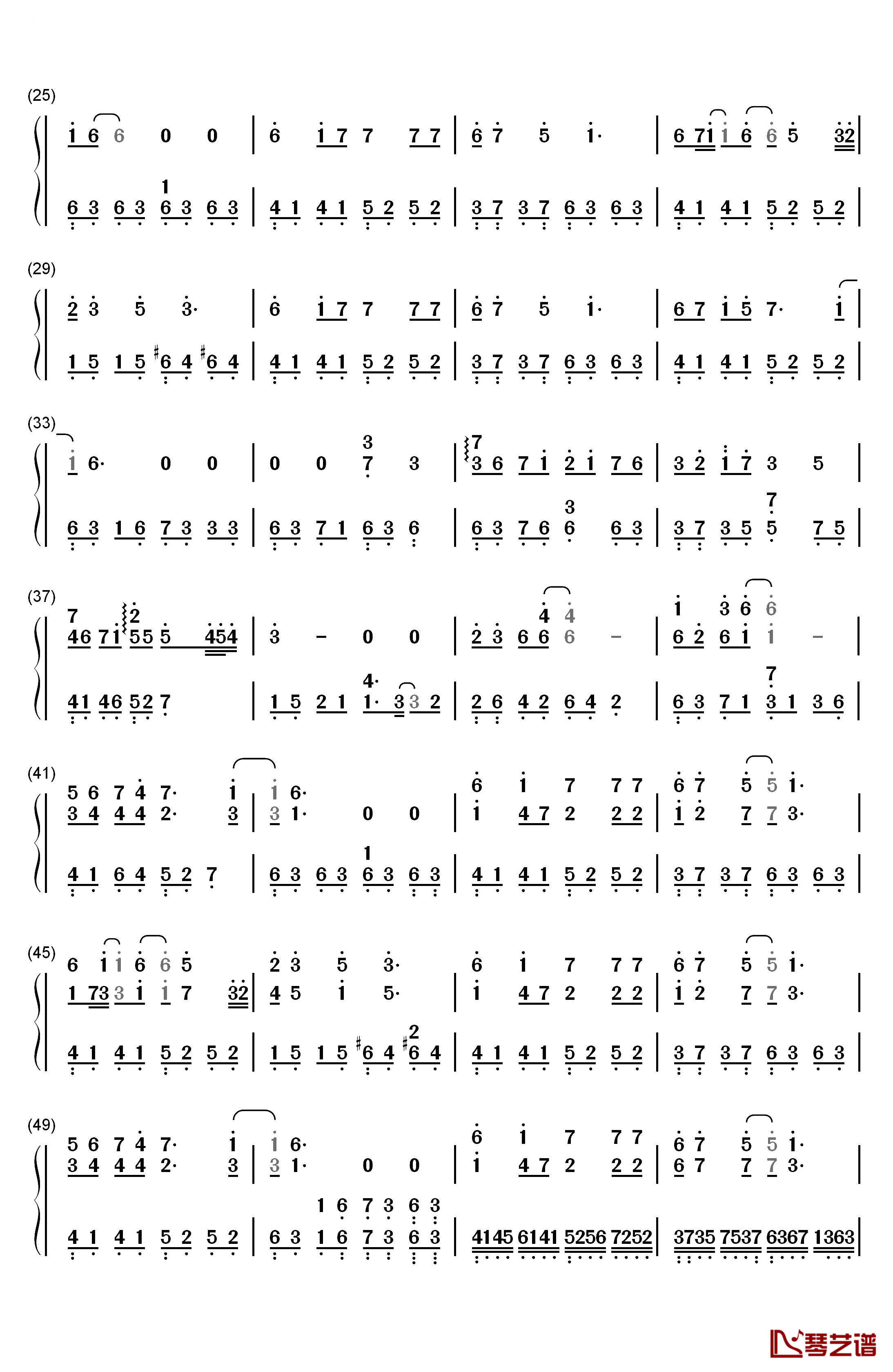 红颜旧D调版钢琴简谱-数字双手-刘涛2