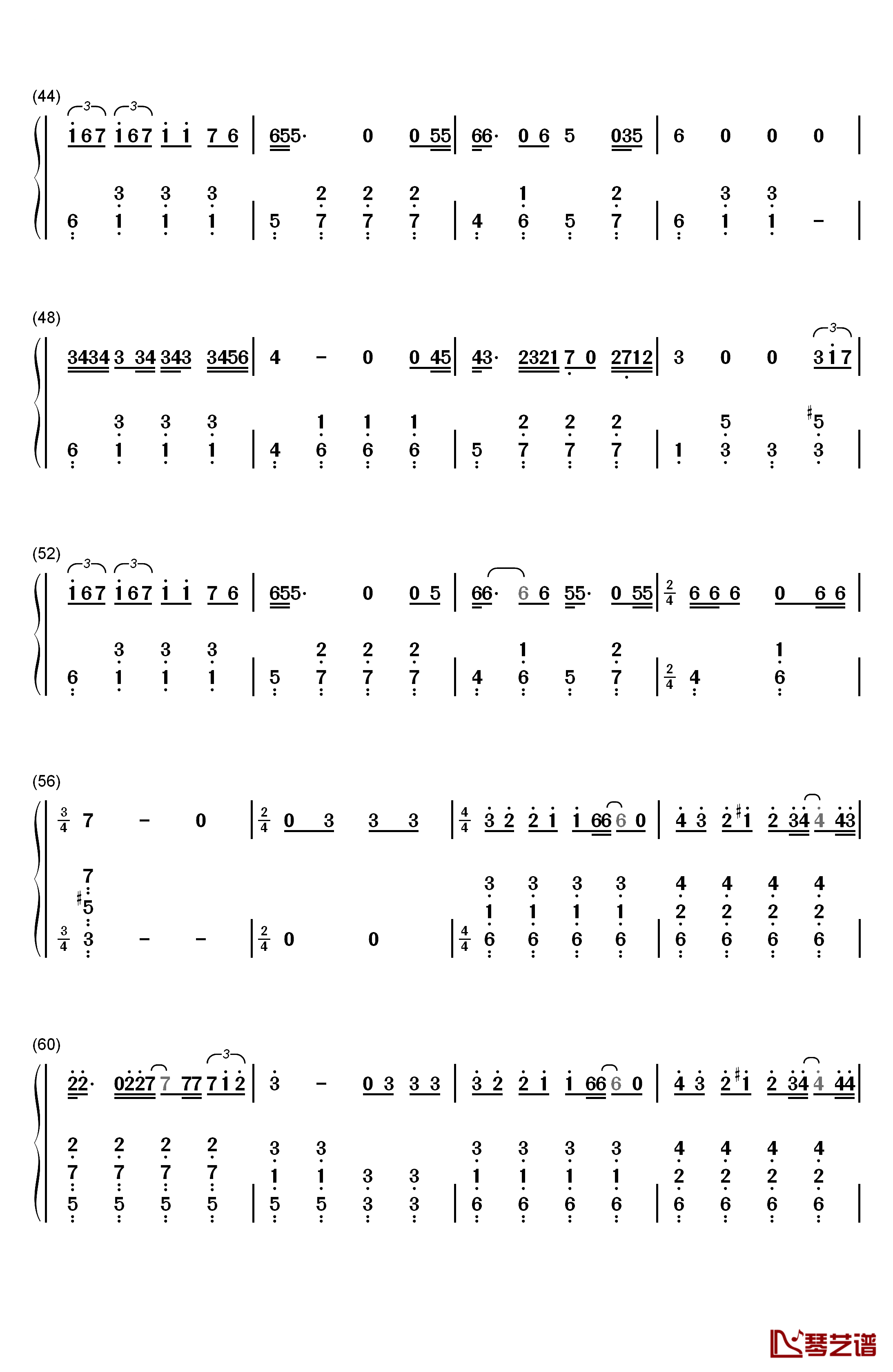 秋桜钢琴简谱-数字双手-柴田淳3