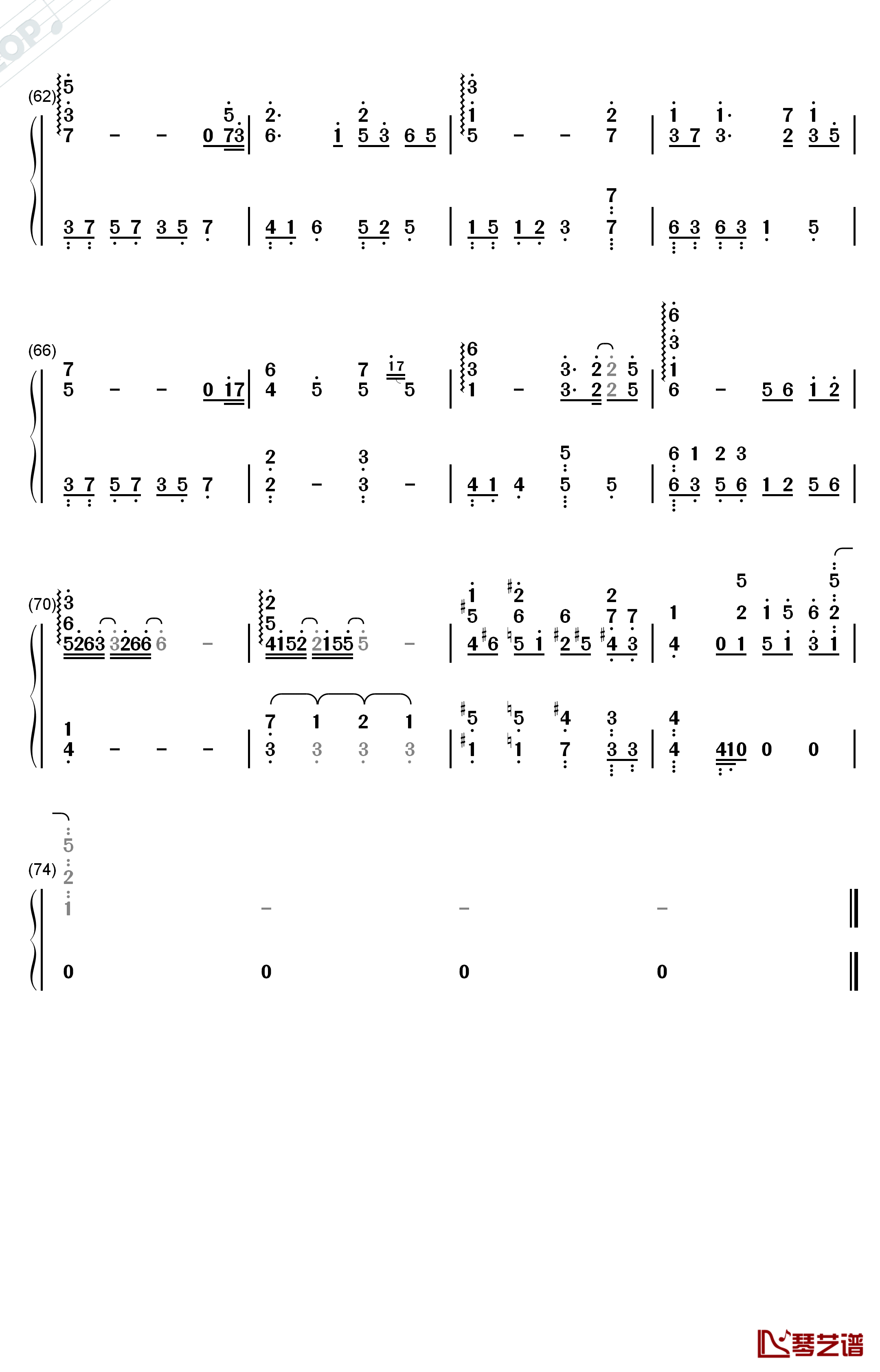 意难平钢琴简谱-数字双手-银临4