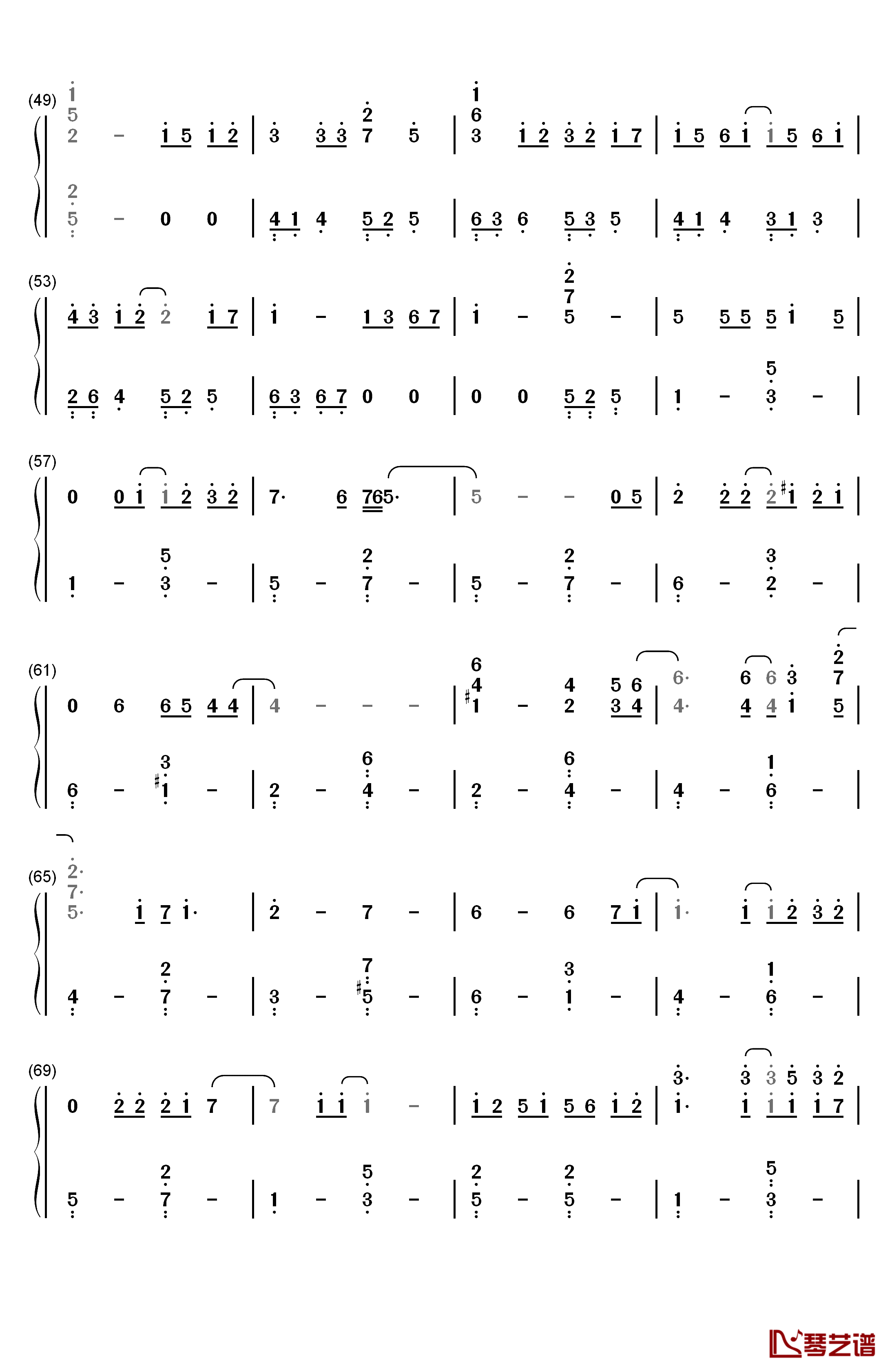 很爱很爱你钢琴简谱-数字双手-刘若英3