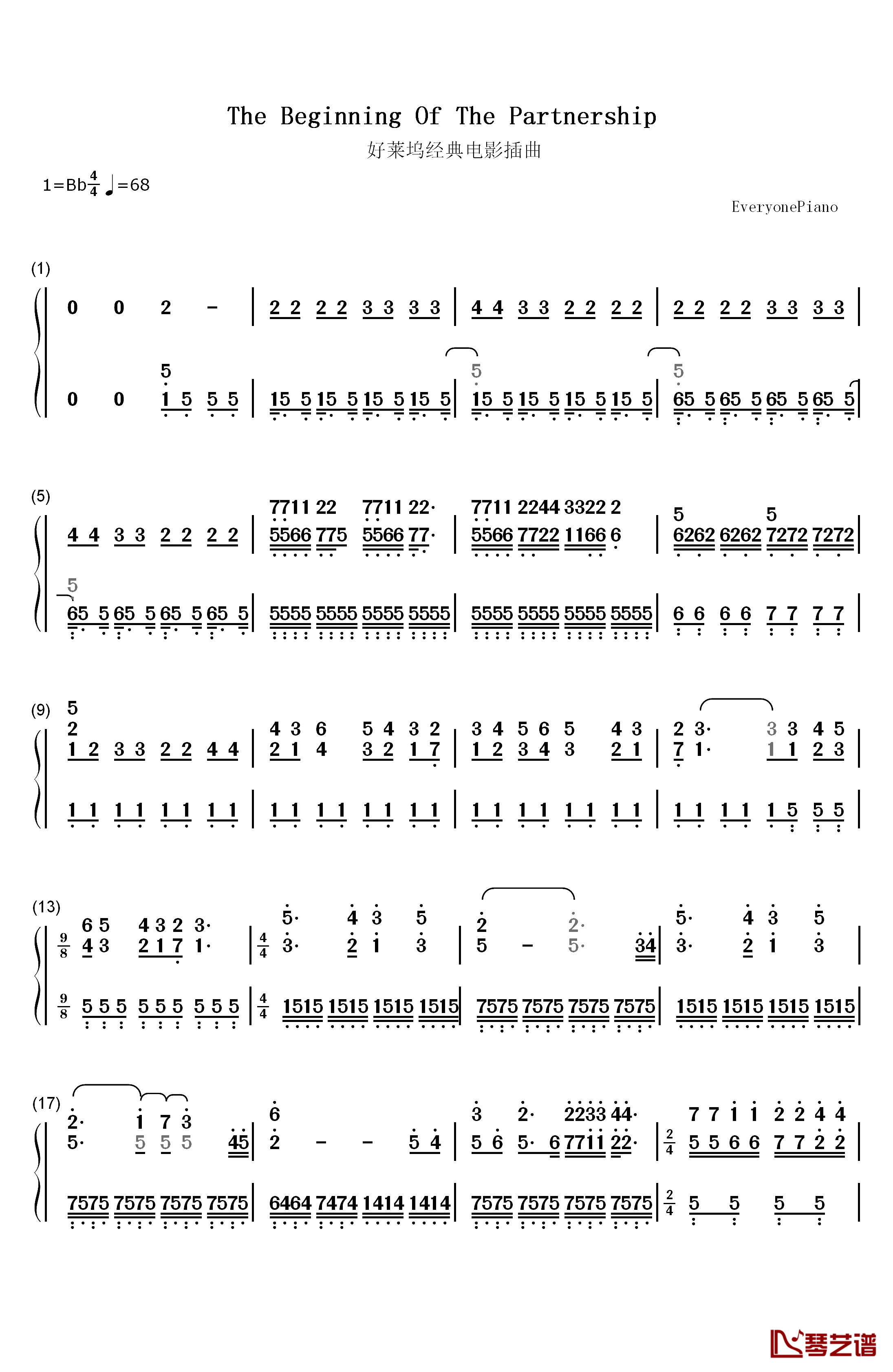 The Beginning of the Partnership钢琴简谱-数字双手-Stephen Warbeck1