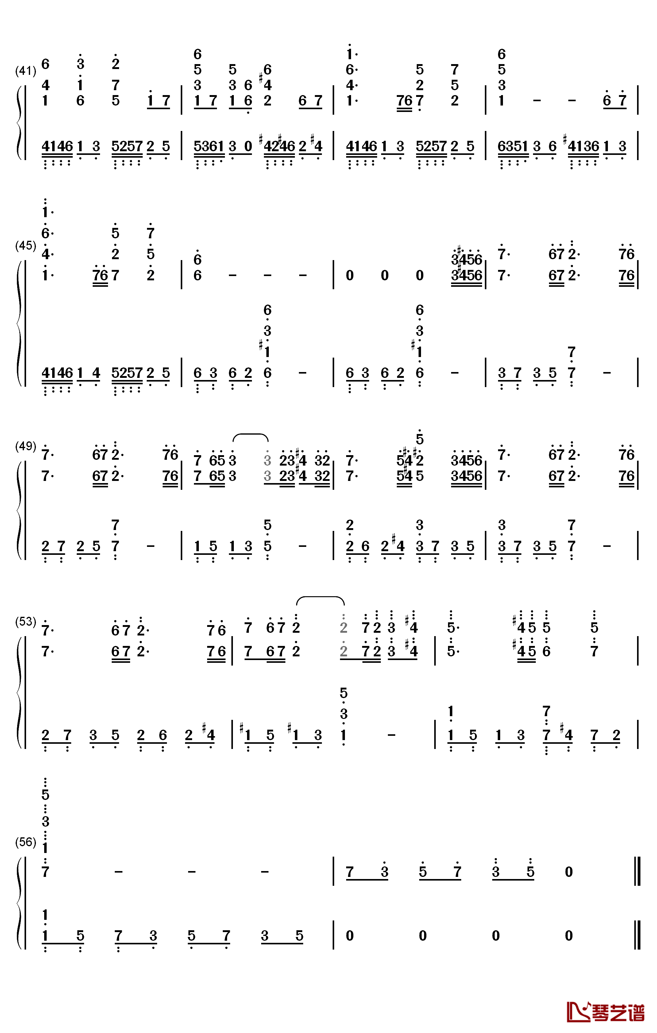 奈落之战钢琴简谱-数字双手-花泽香菜3