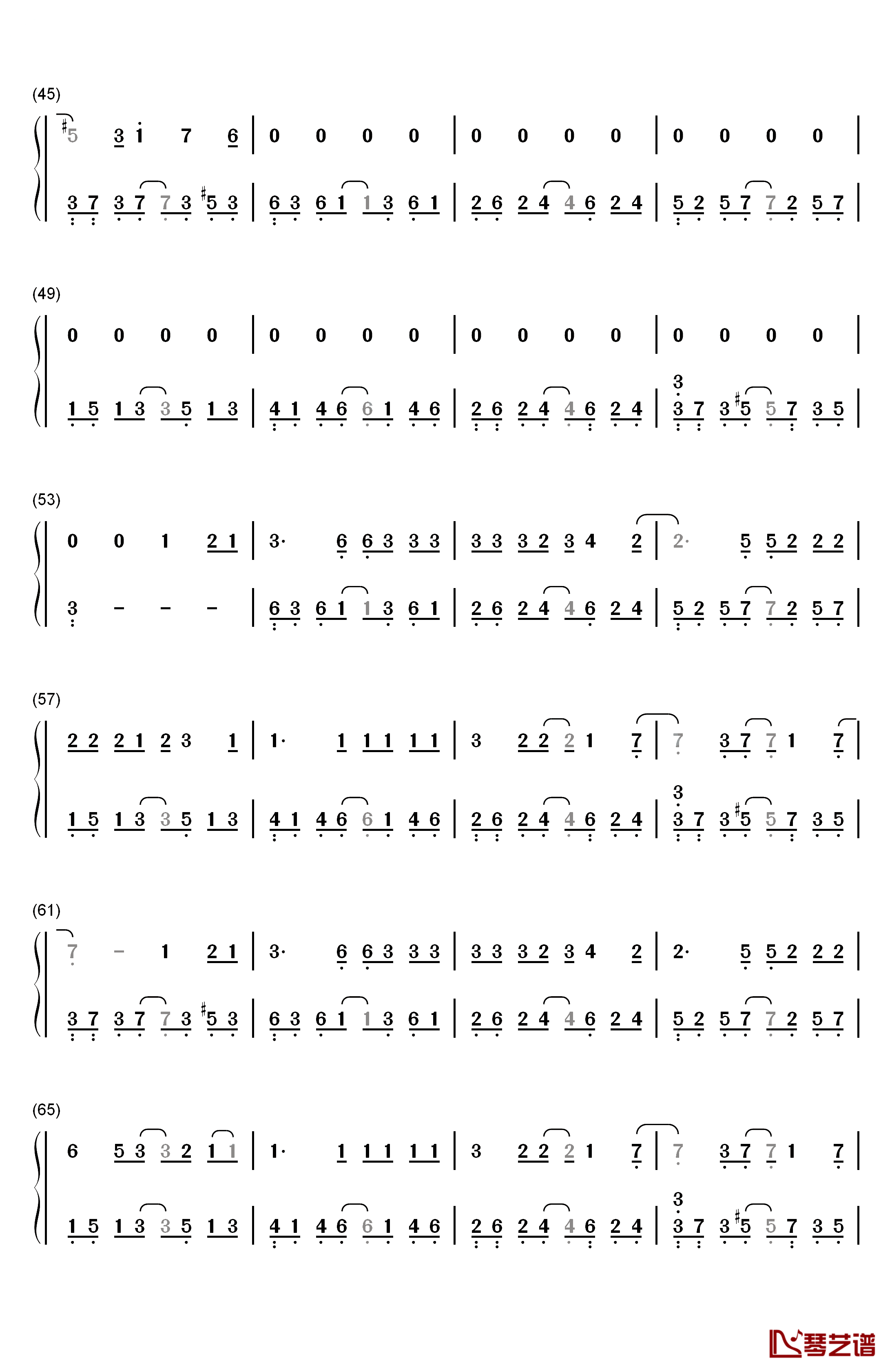 苦笑钢琴简谱-数字双手-汪苏泷3