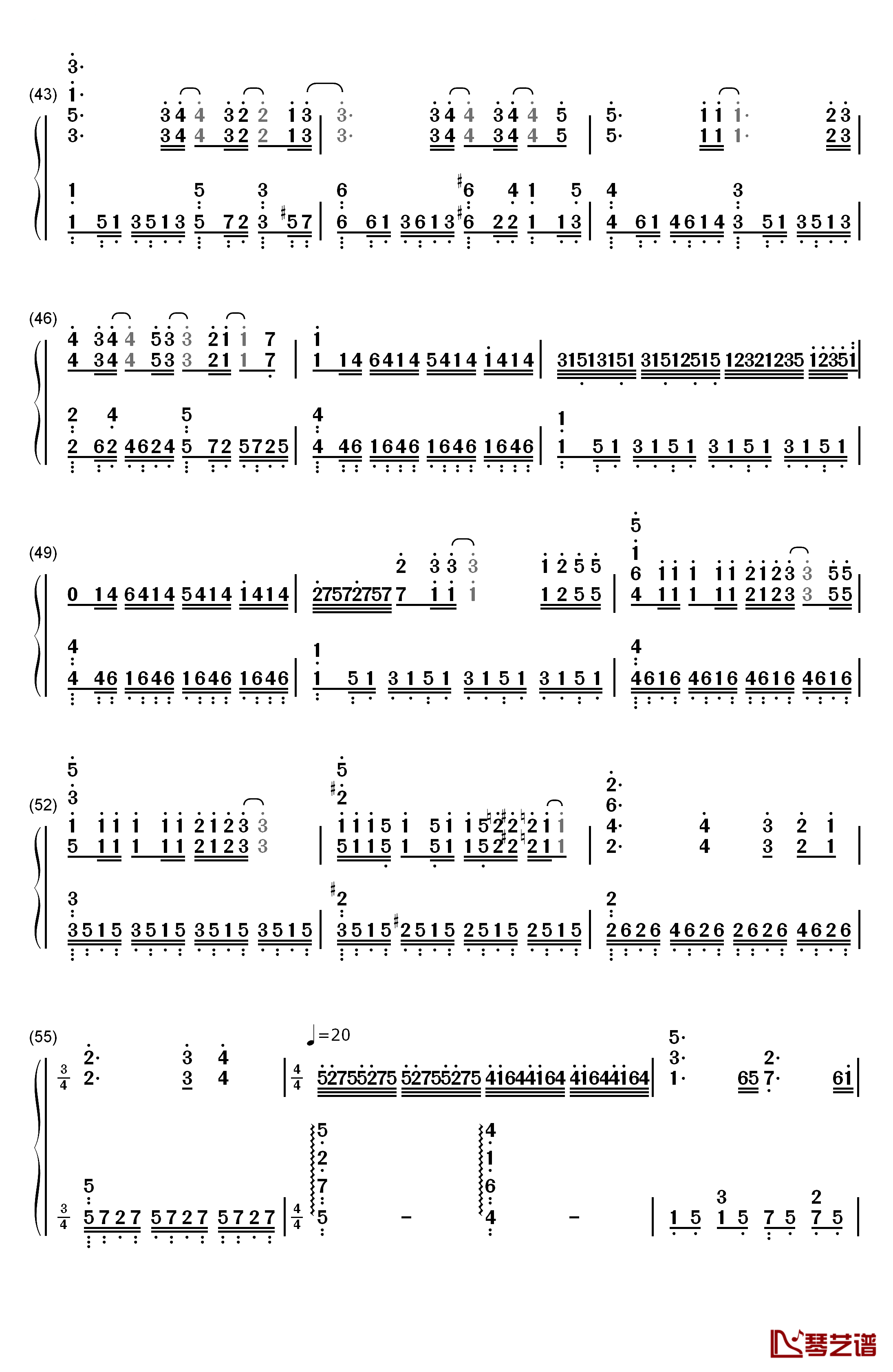 ハナミズキ钢琴简谱-数字双手-一青窈4