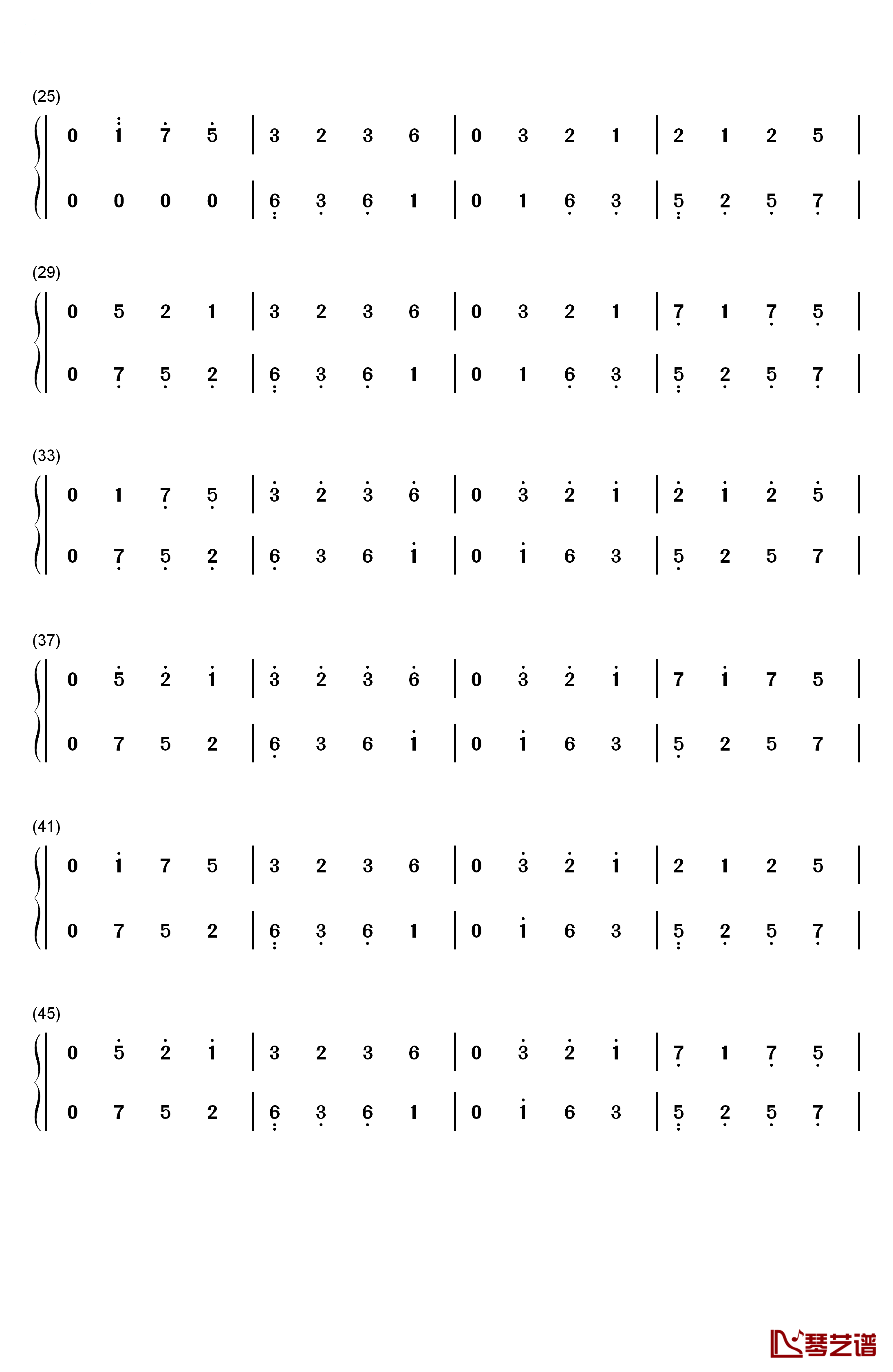 幻思钢琴简谱-数字双手-琴光kelly2