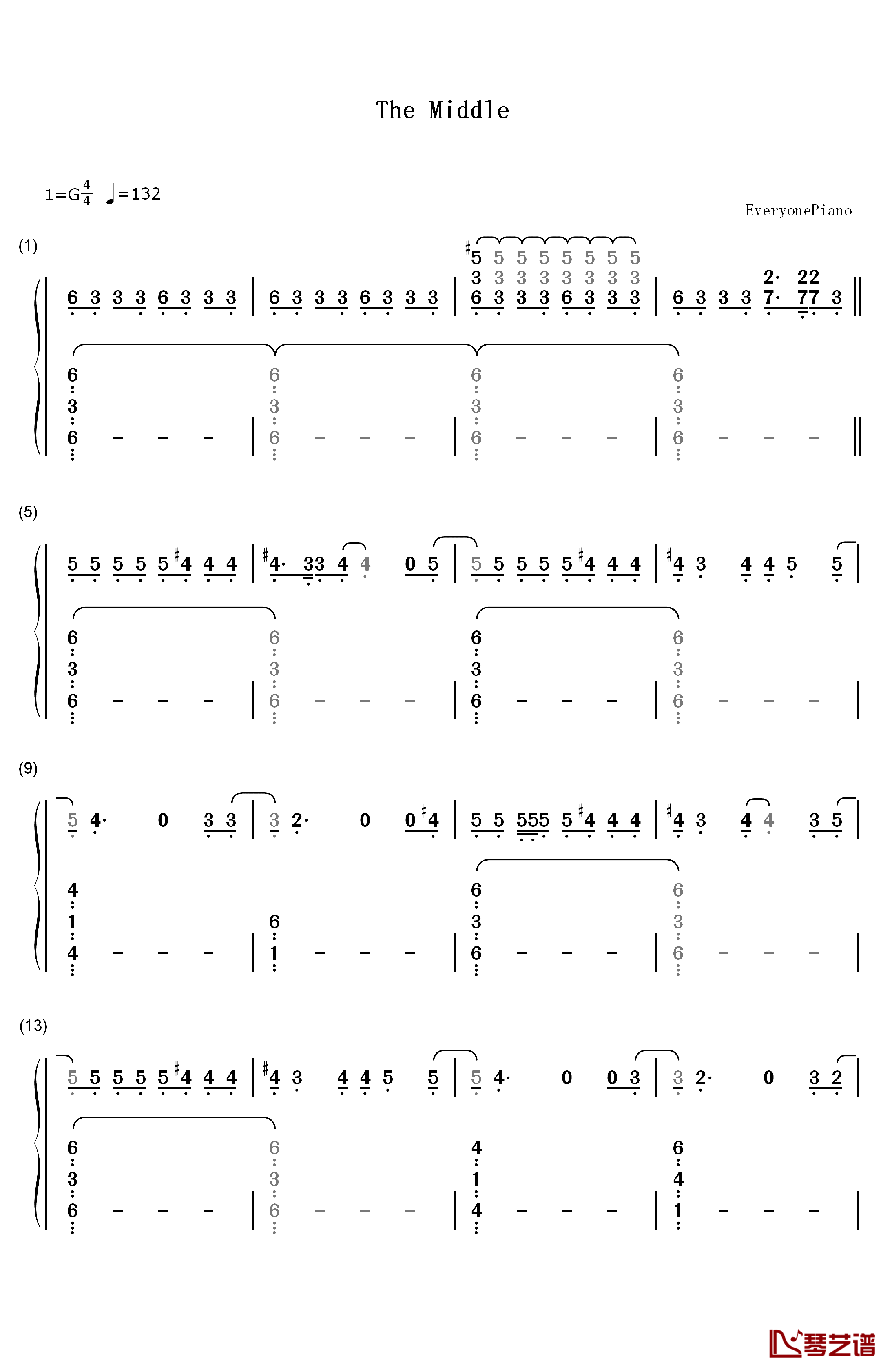 The Middle钢琴简谱-数字双手-Demi Lovato1