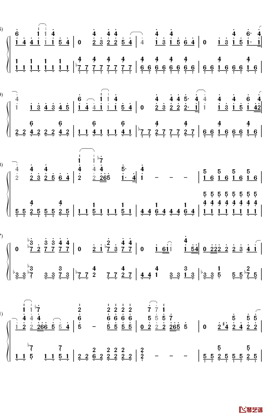 掉了钢琴简谱-数字双手-张惠妹2