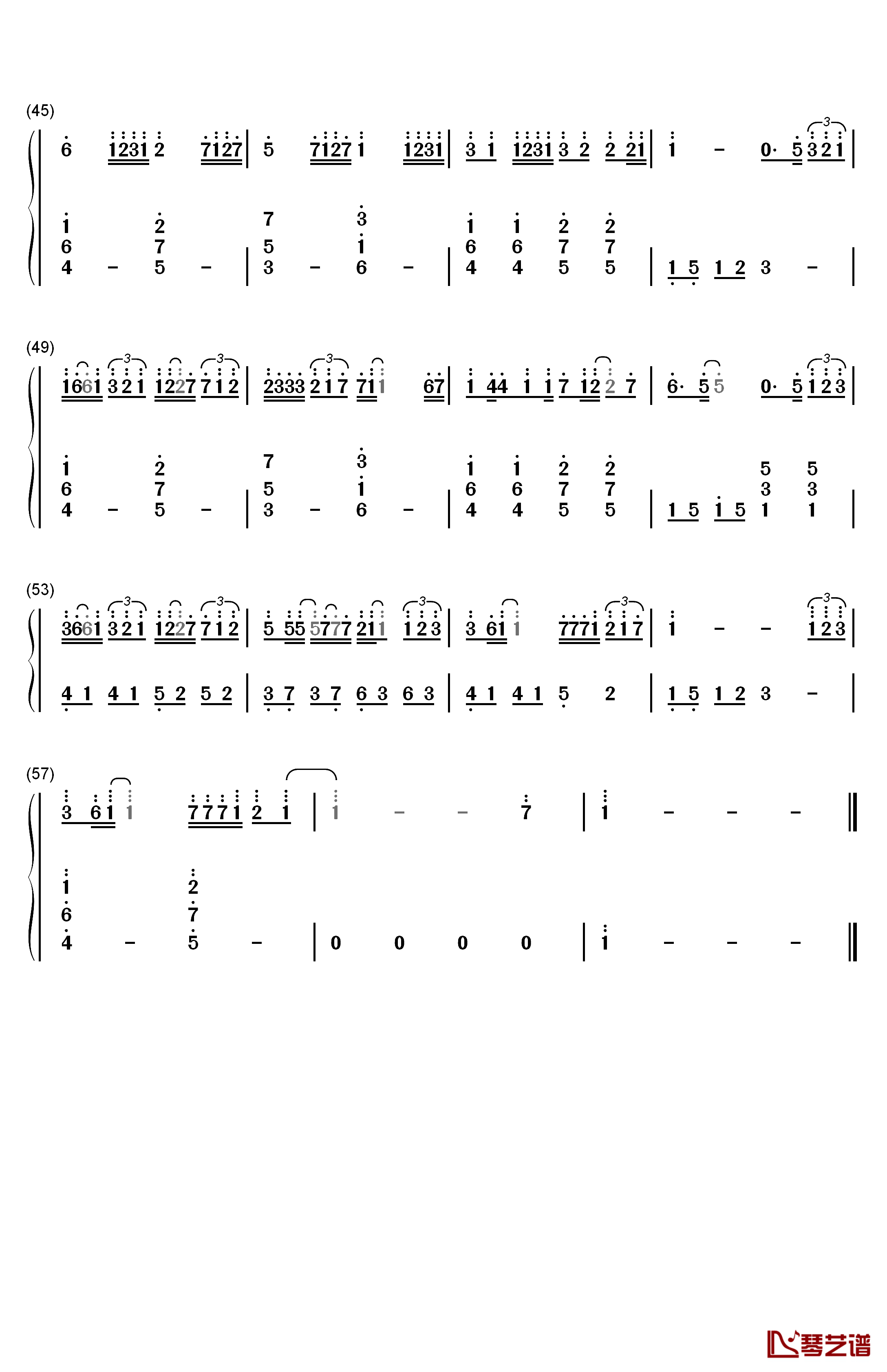 晚安钢琴简谱-数字双手-颜人中3