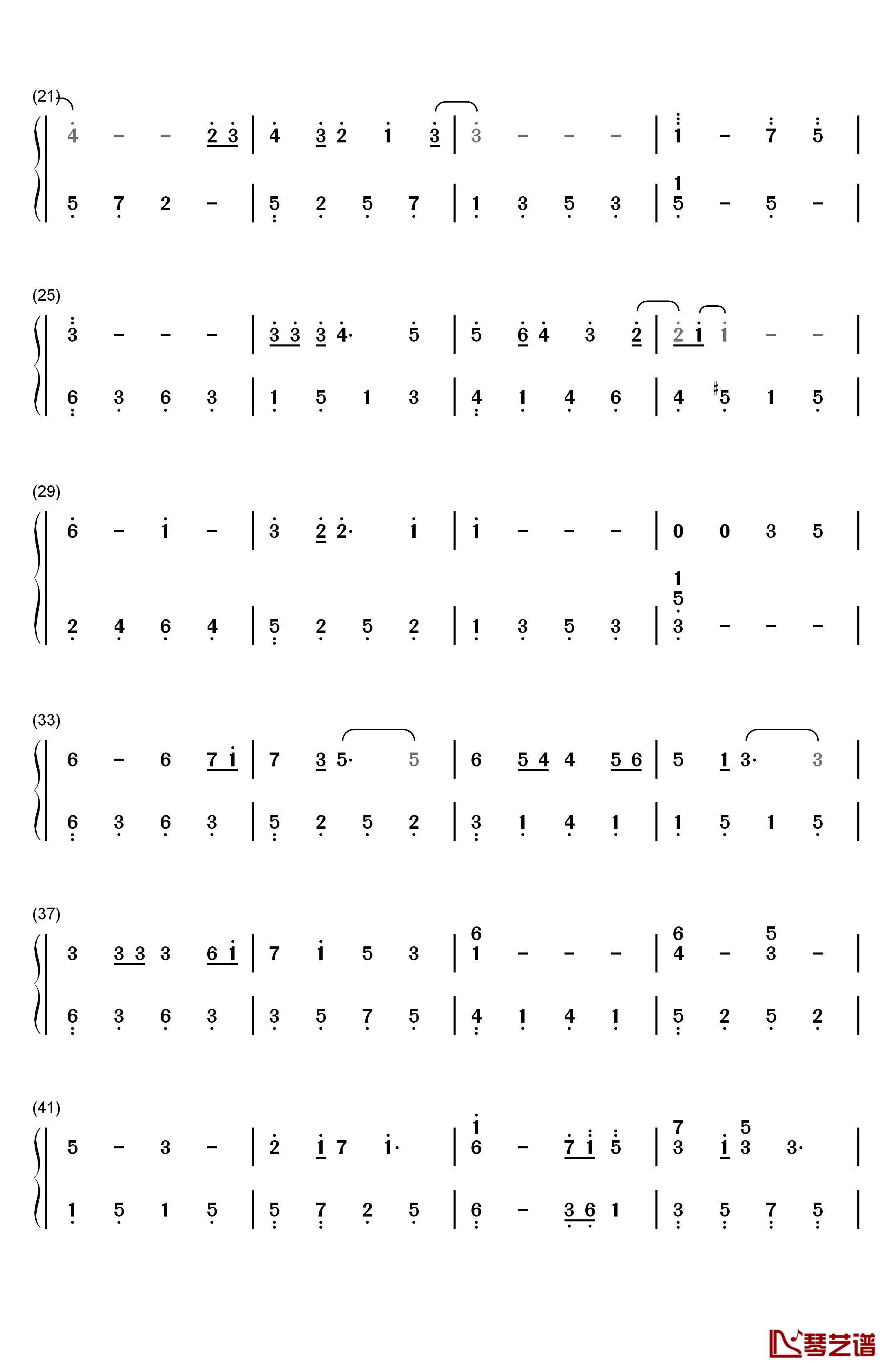 是梦吧钢琴简谱-数字双手-胡一天2