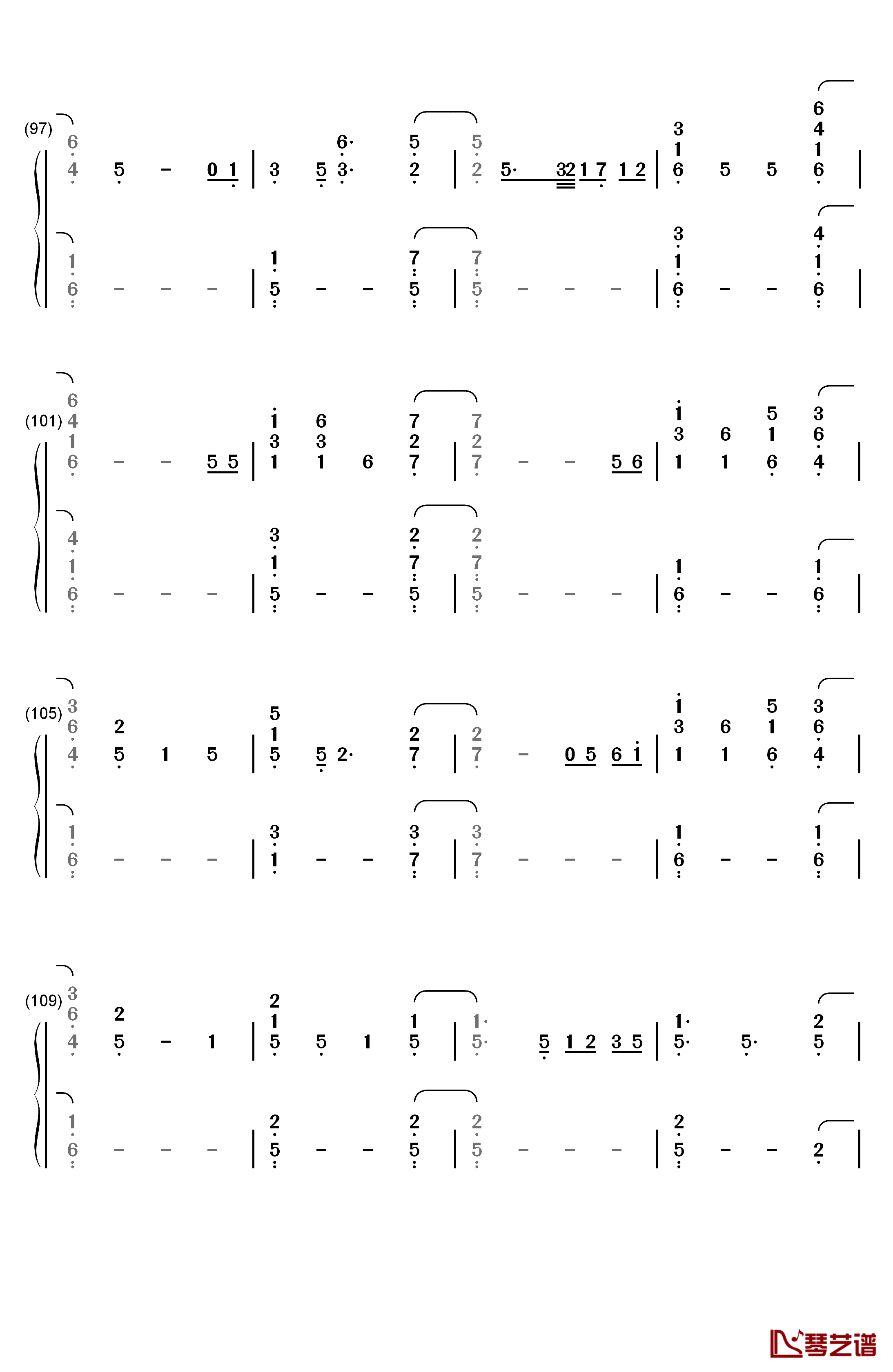 Everglow钢琴简谱-数字双手-Coldplay7