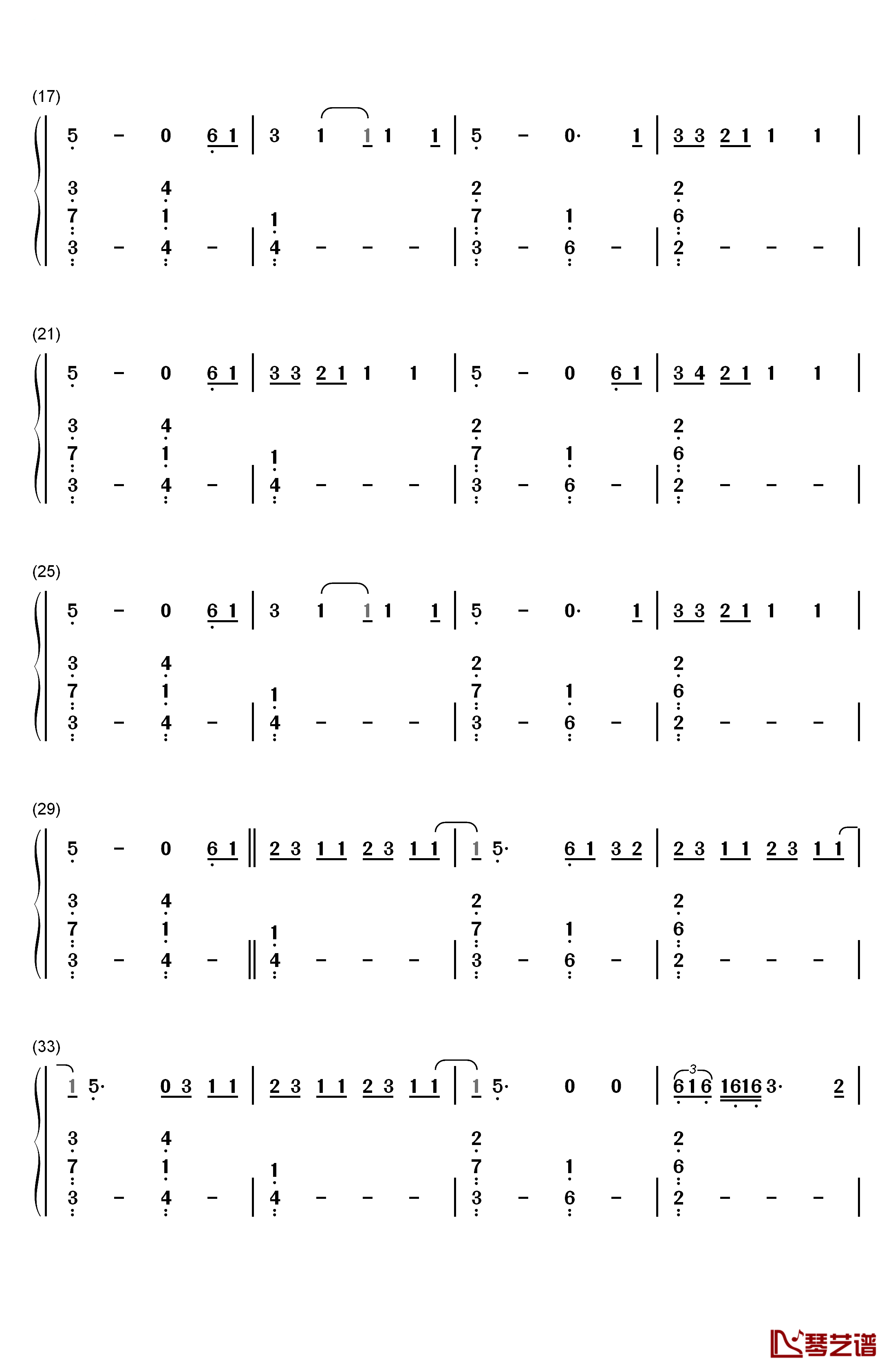 Slide钢琴简谱-数字双手-Calvin Harris2