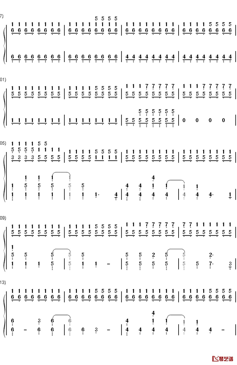 Fix You钢琴简谱-数字双手-Coldplay6