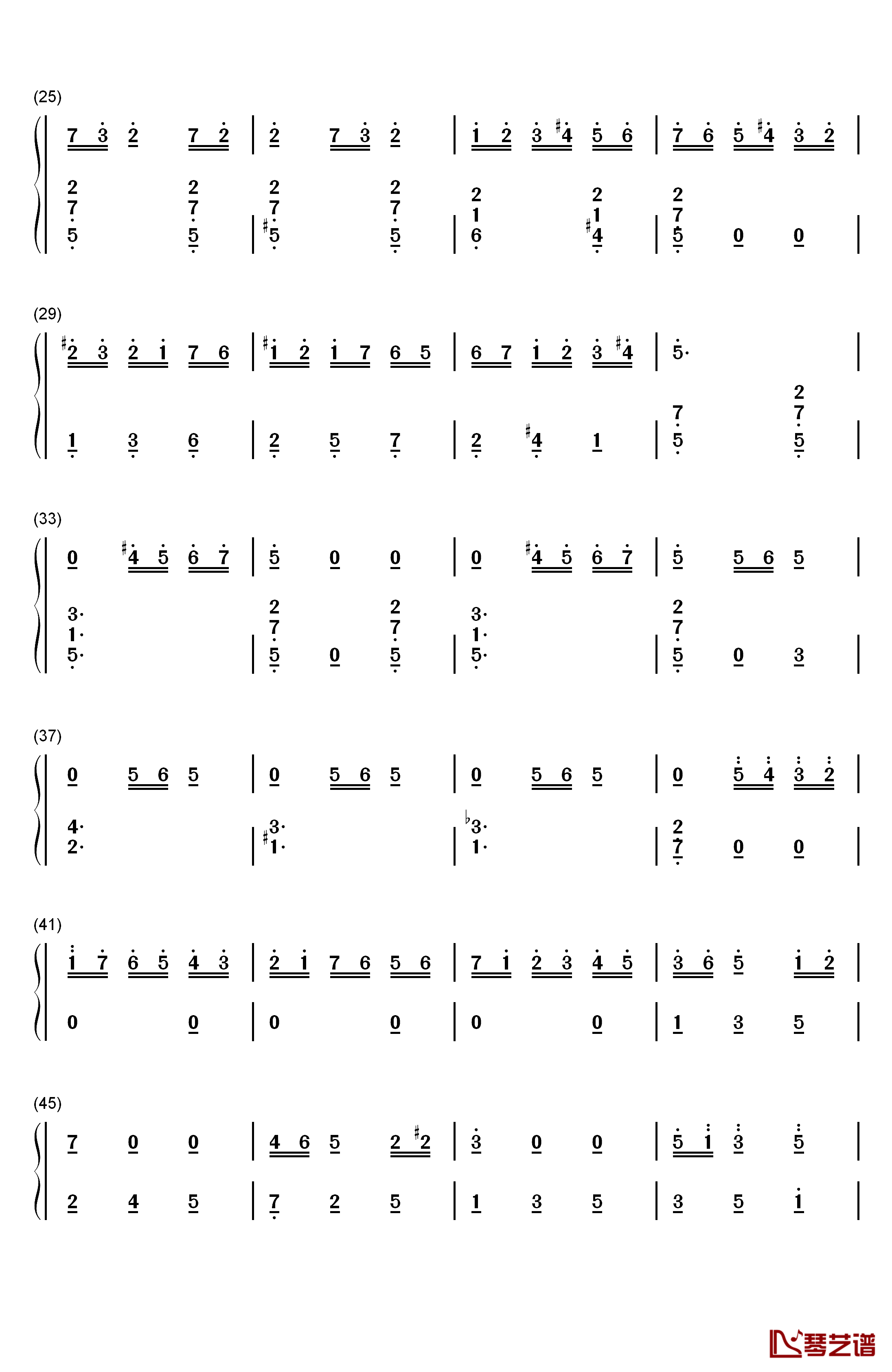 八音盒钢琴简谱-数字双手-波尔迪尼2