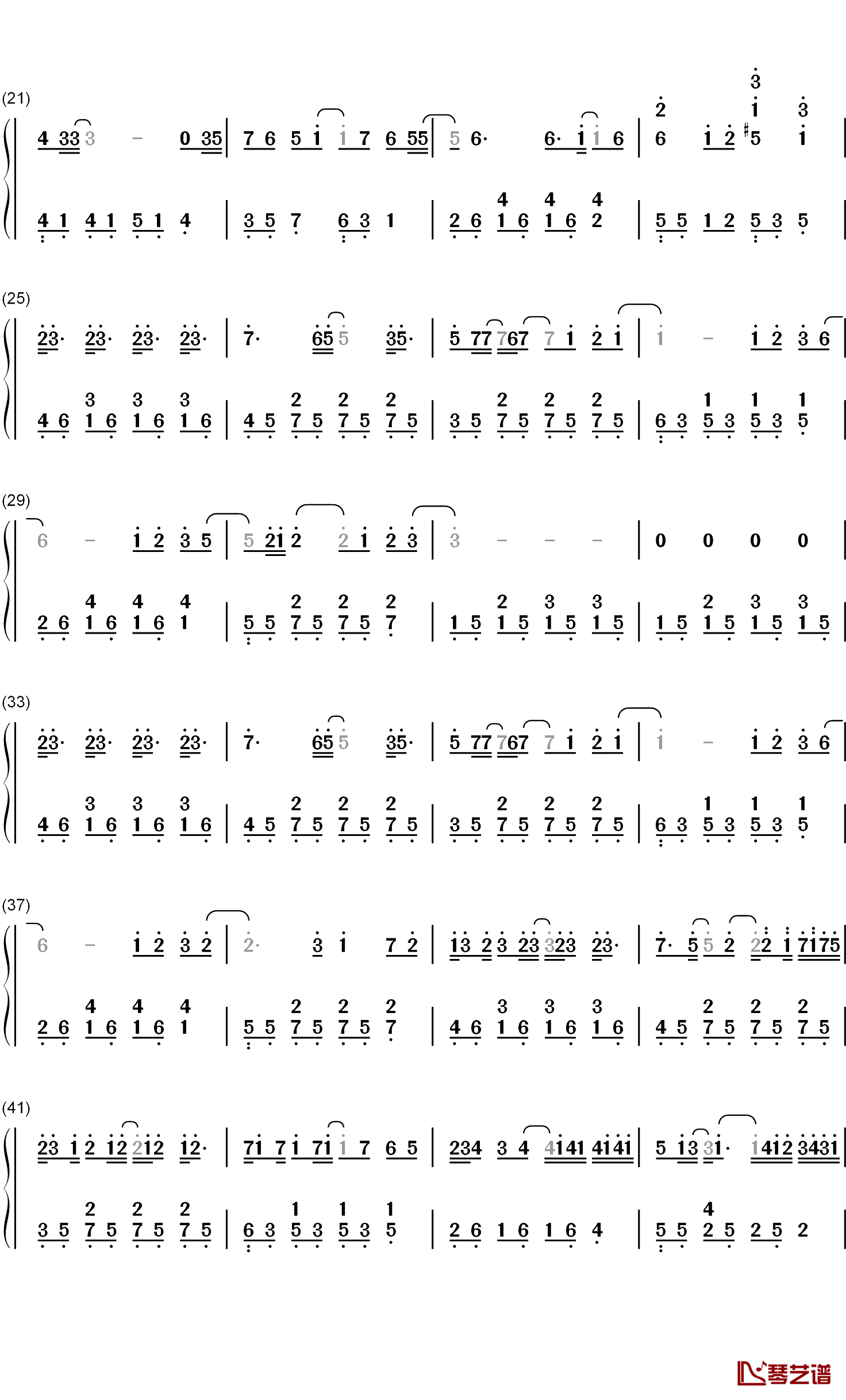 受够钢琴简谱-数字双手-周兴哲2