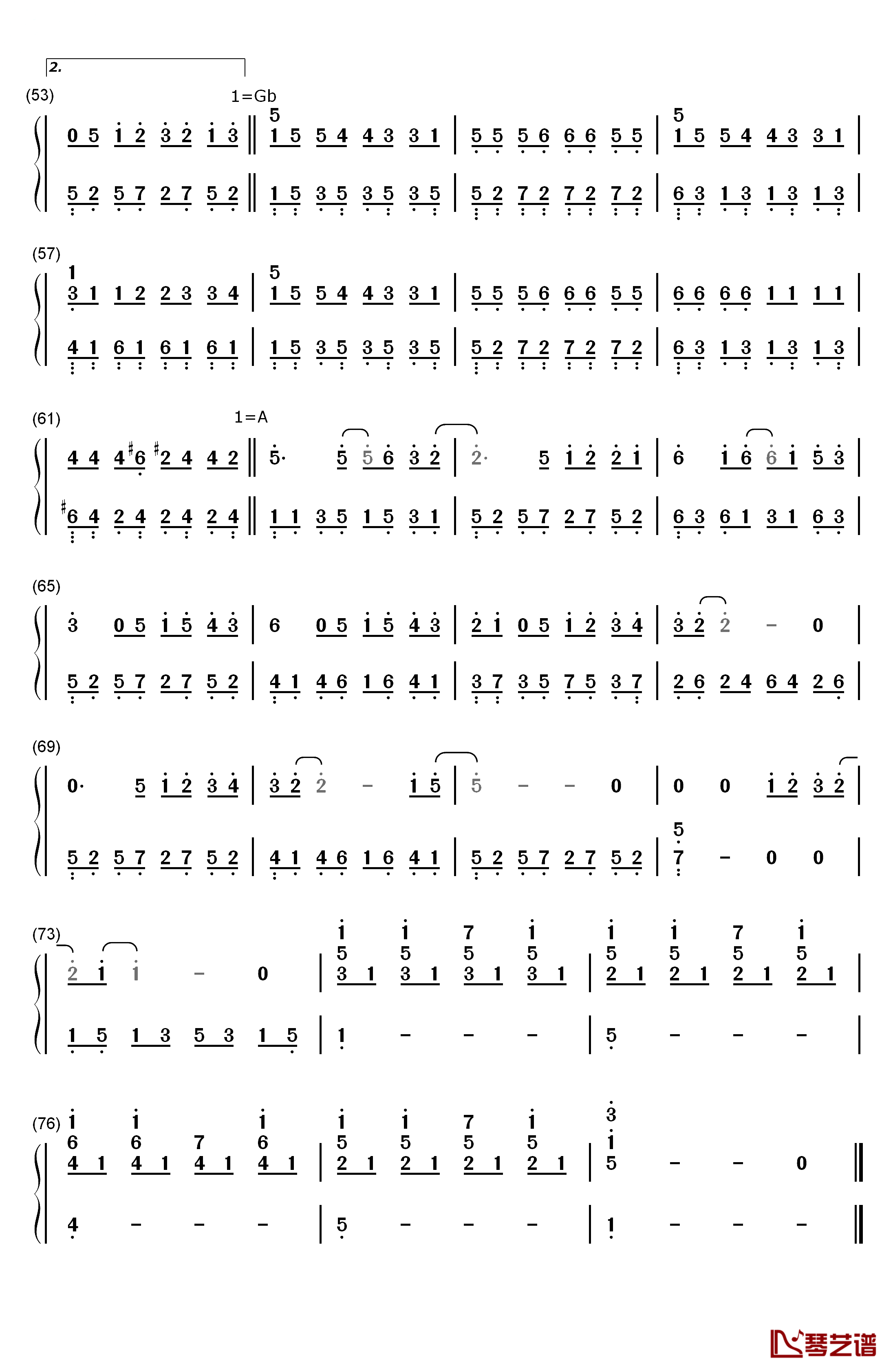 天后钢琴简谱-数字双手-陈势安3