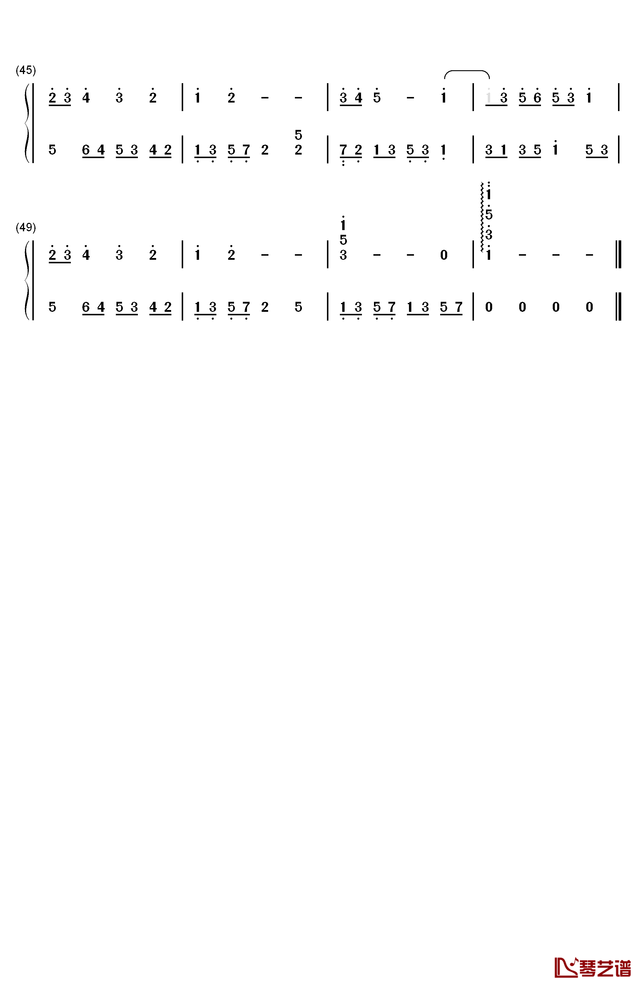 巴巴多斯岛的白沙钢琴简谱-数字双手-班得瑞3