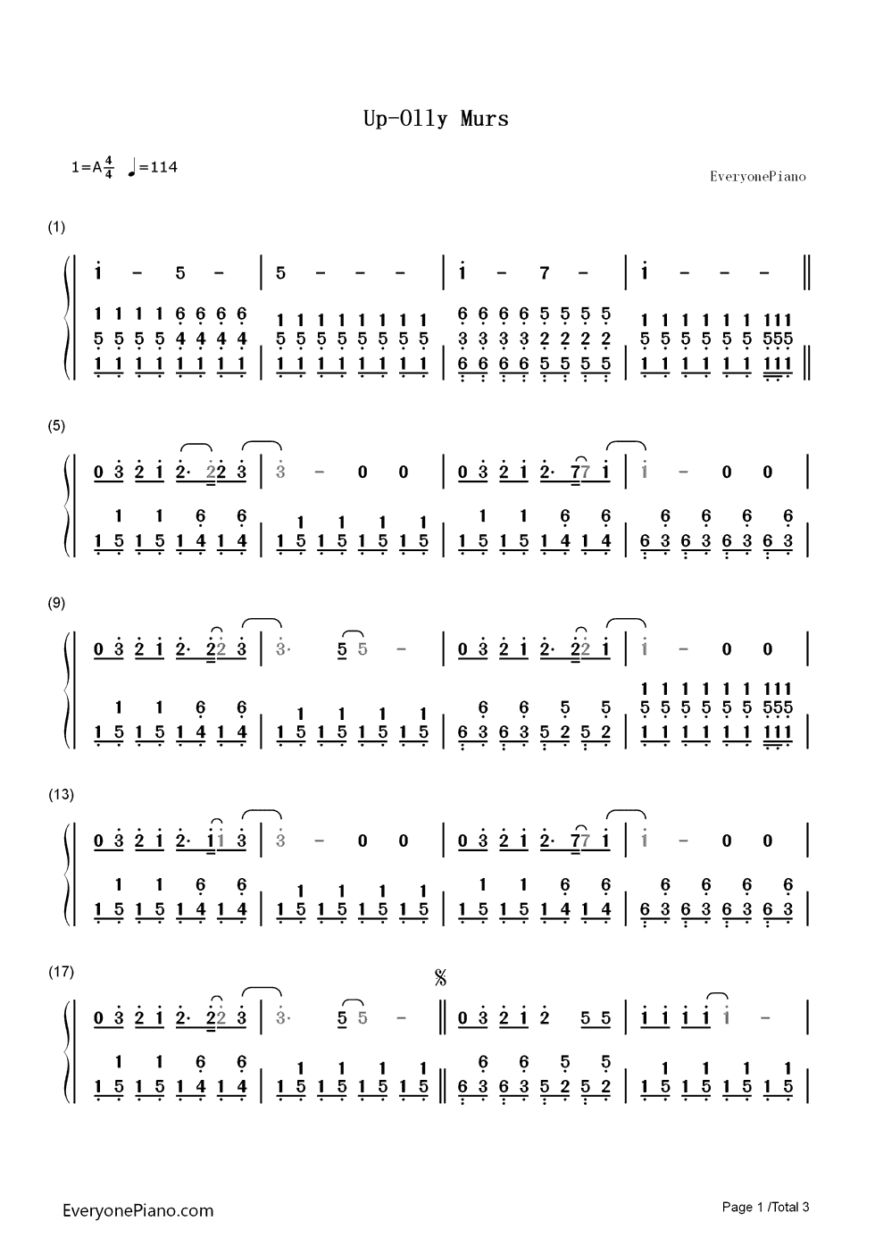 Up钢琴简谱-数字双手-Olly Murs1