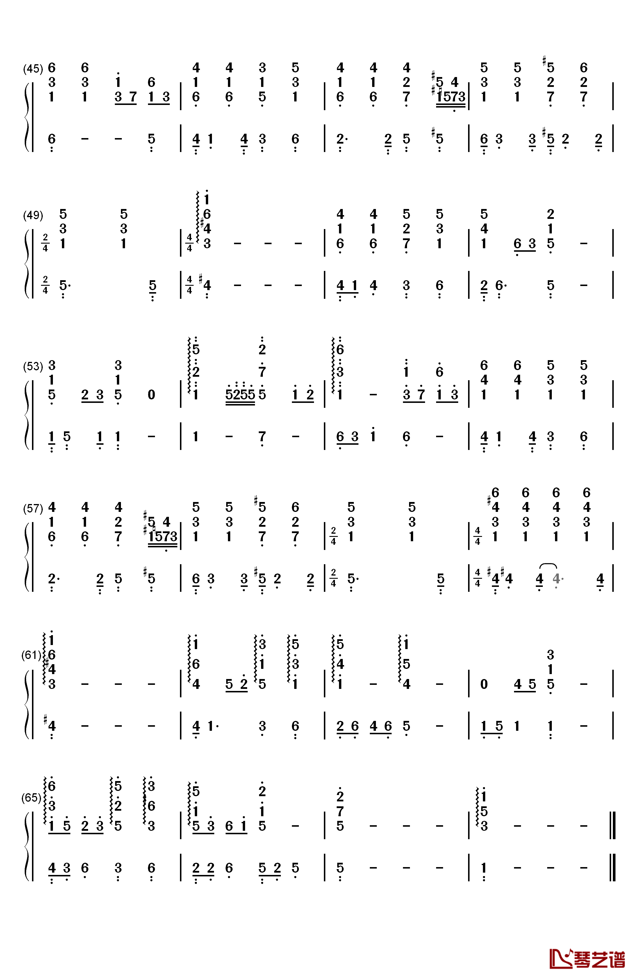 不哭钢琴简谱-数字双手-Sunnee3