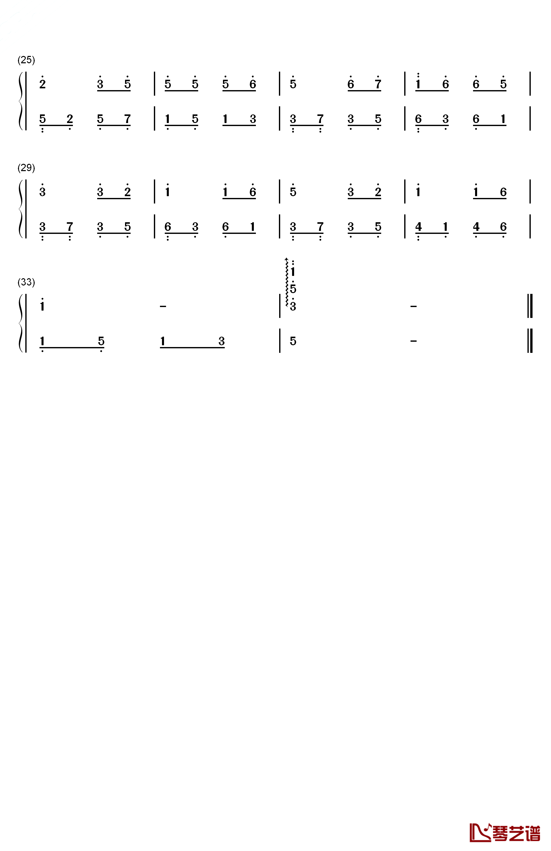 朋友钢琴简谱-数字双手-周华健2