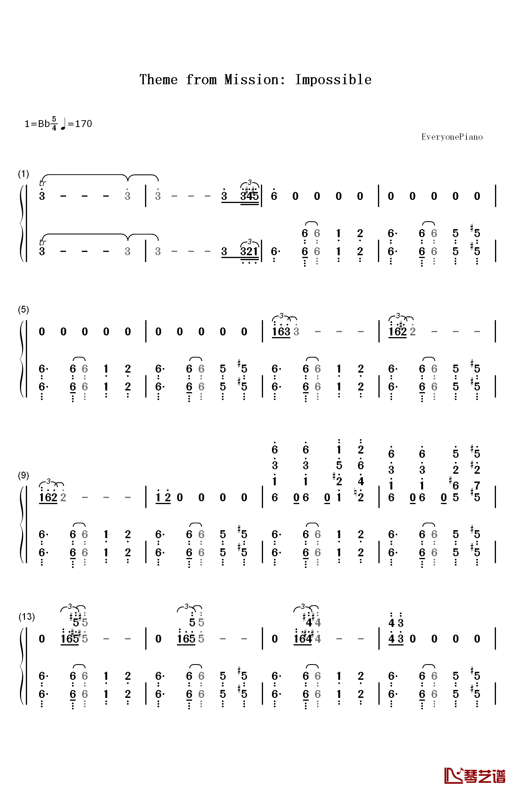 Theme from Mission Impossible钢琴简谱-数字双手-Lalo Schifrin1