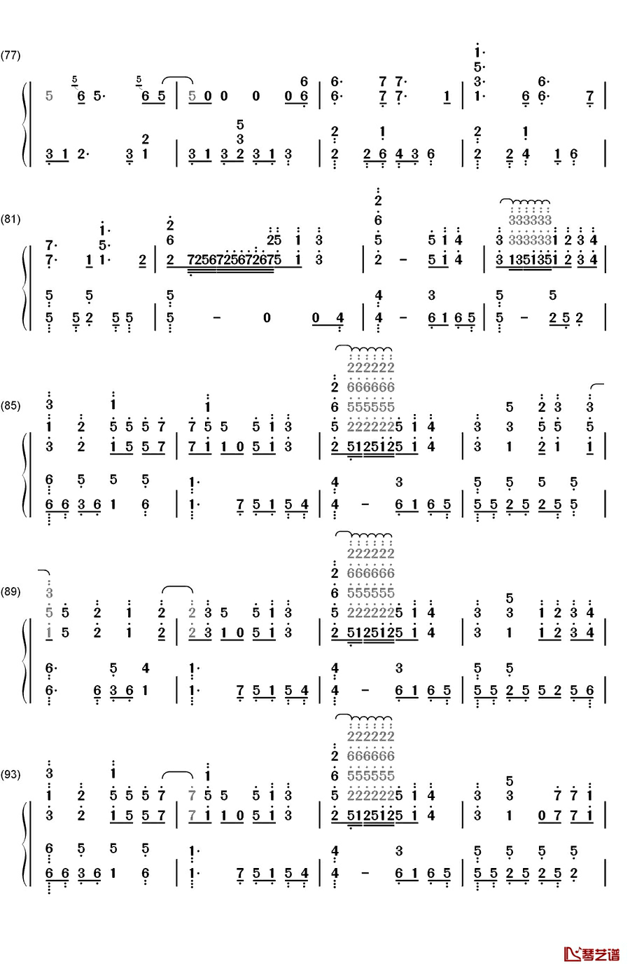 ダイバー钢琴简谱-数字双手-KANA-BOON5