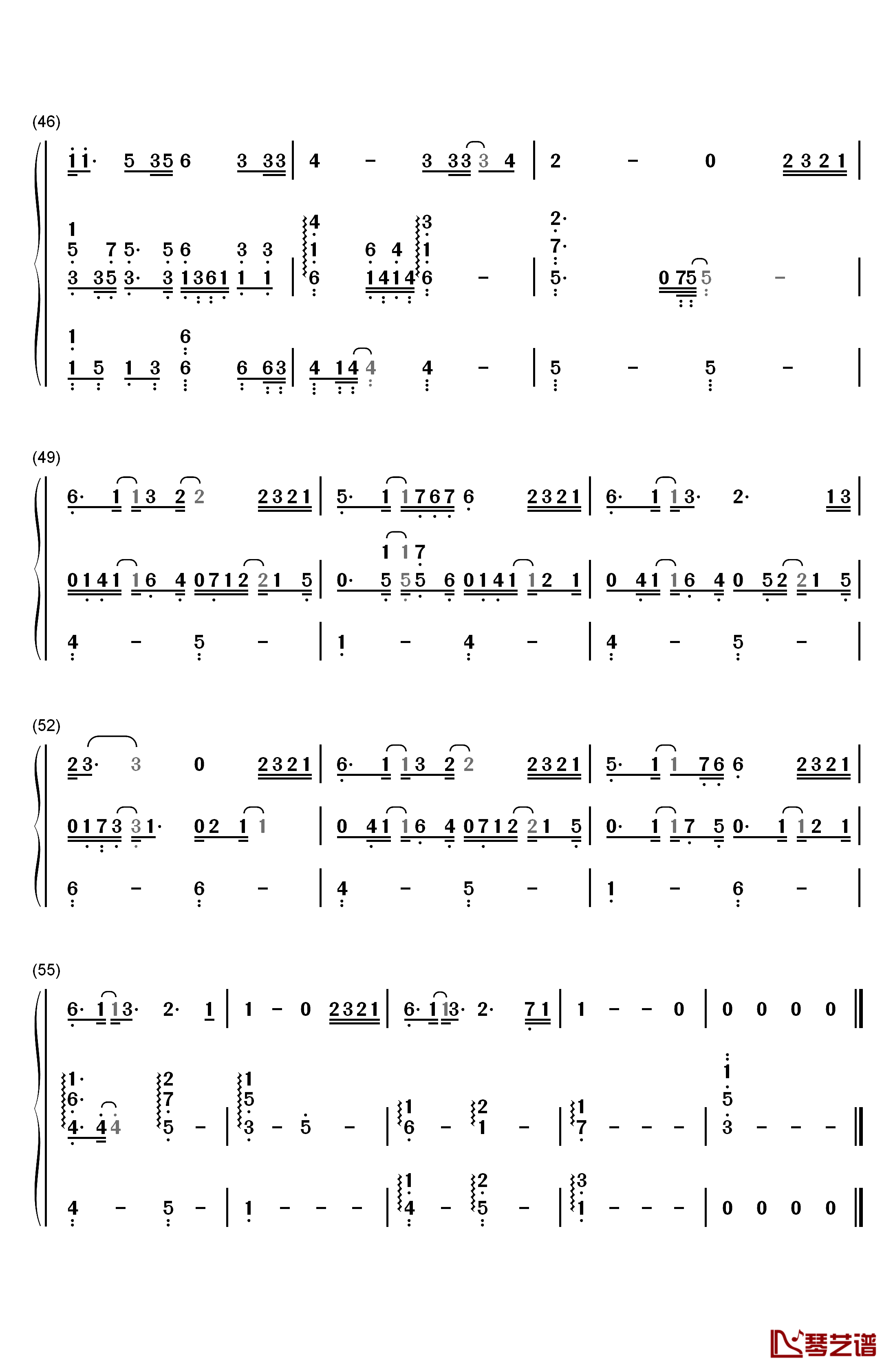 在人间钢琴简谱-数字双手-王建房5