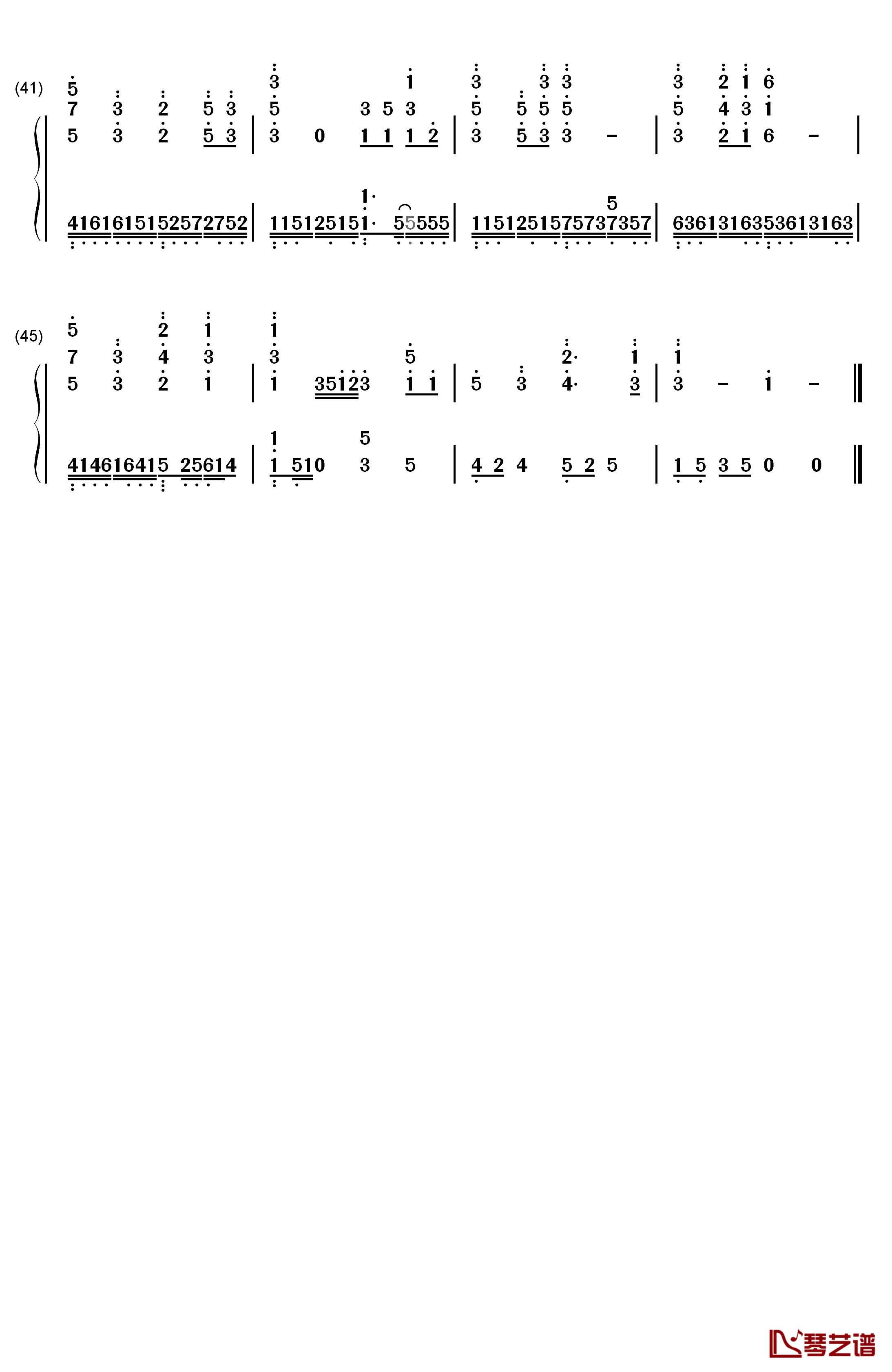 南山南钢琴简谱-数字双手-张磊 马頔3