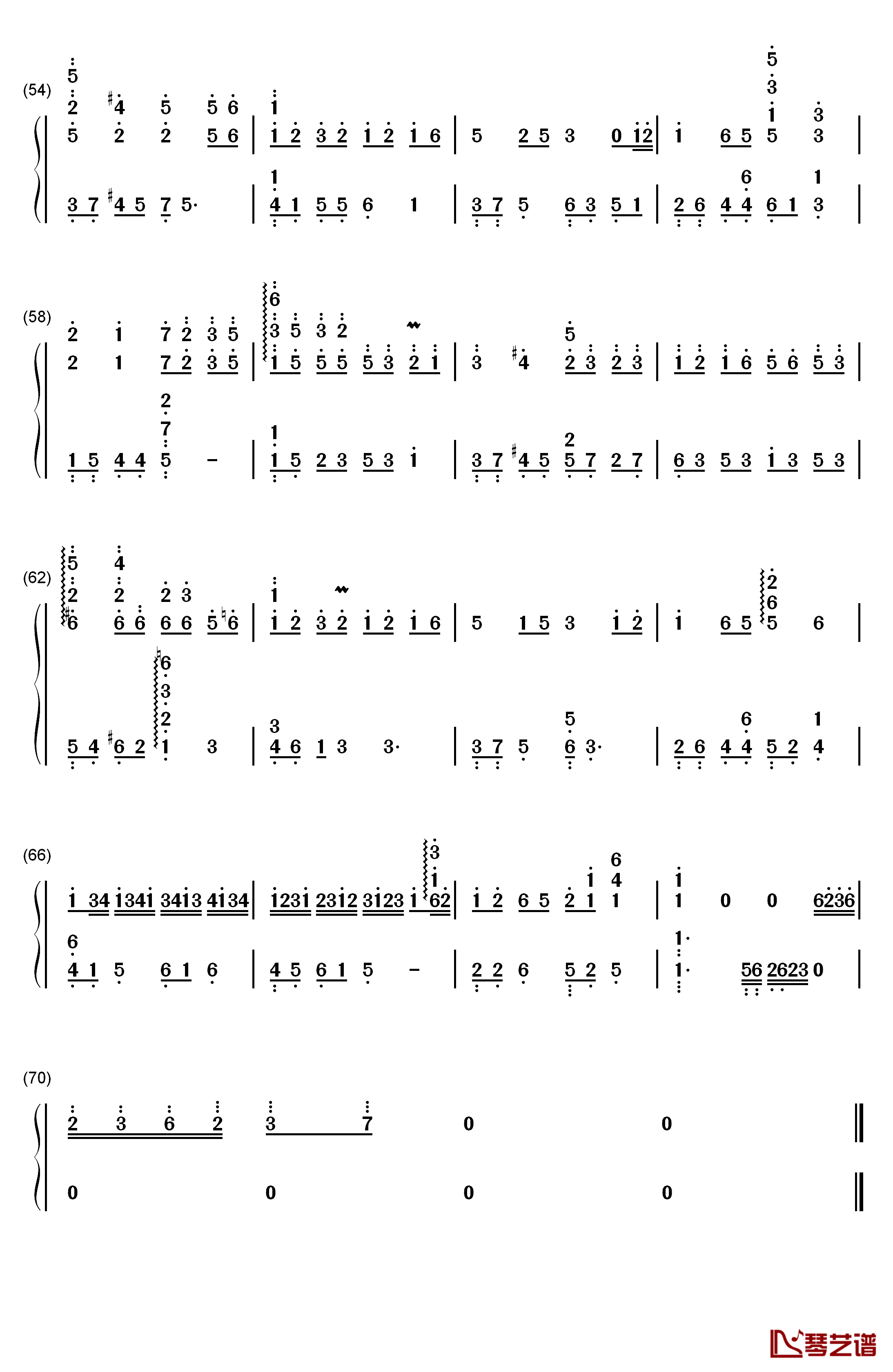 落雨声钢琴简谱-数字双手-周杰伦4