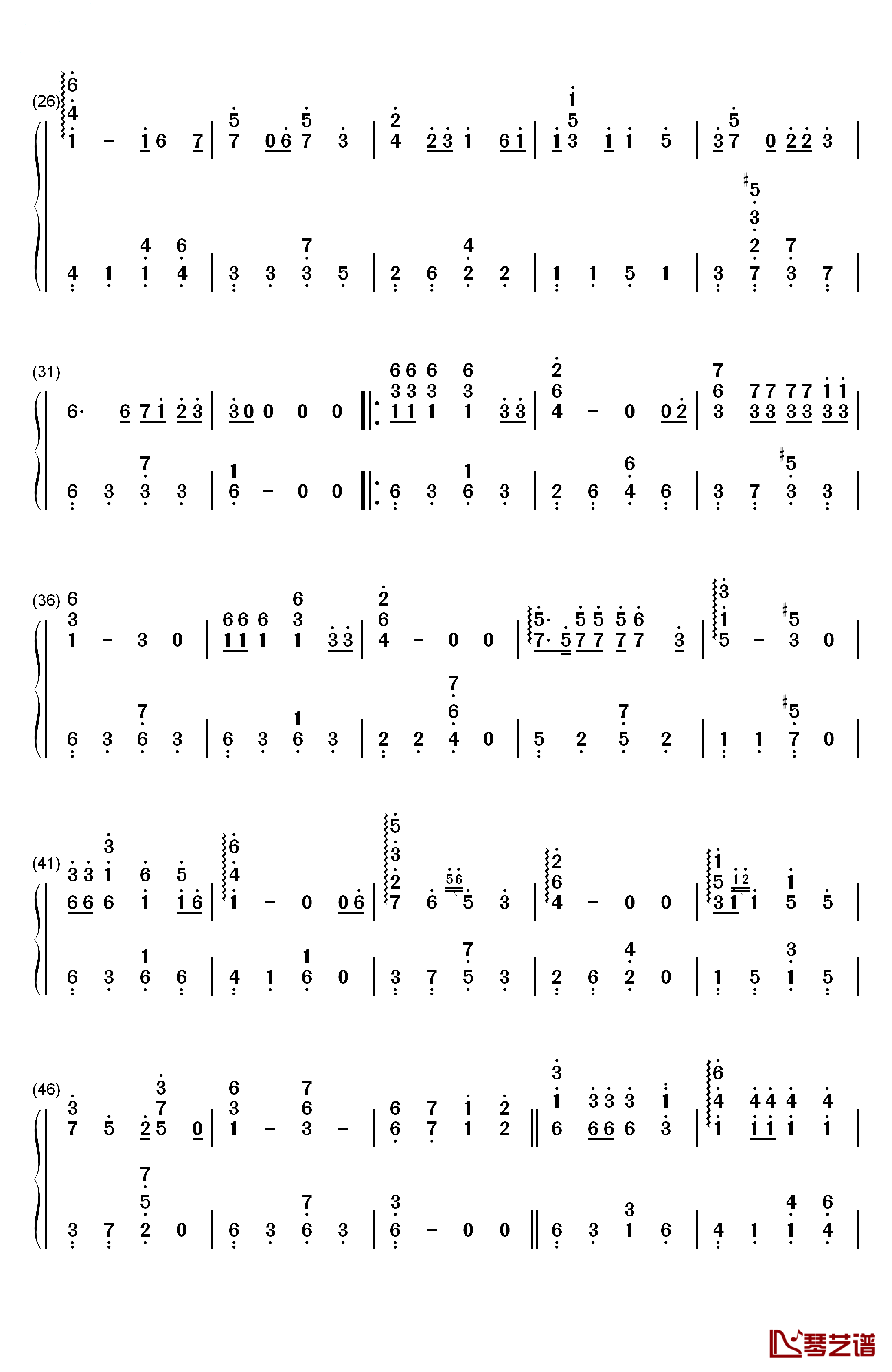 梦中的额吉钢琴简谱-数字双手-乌达木2