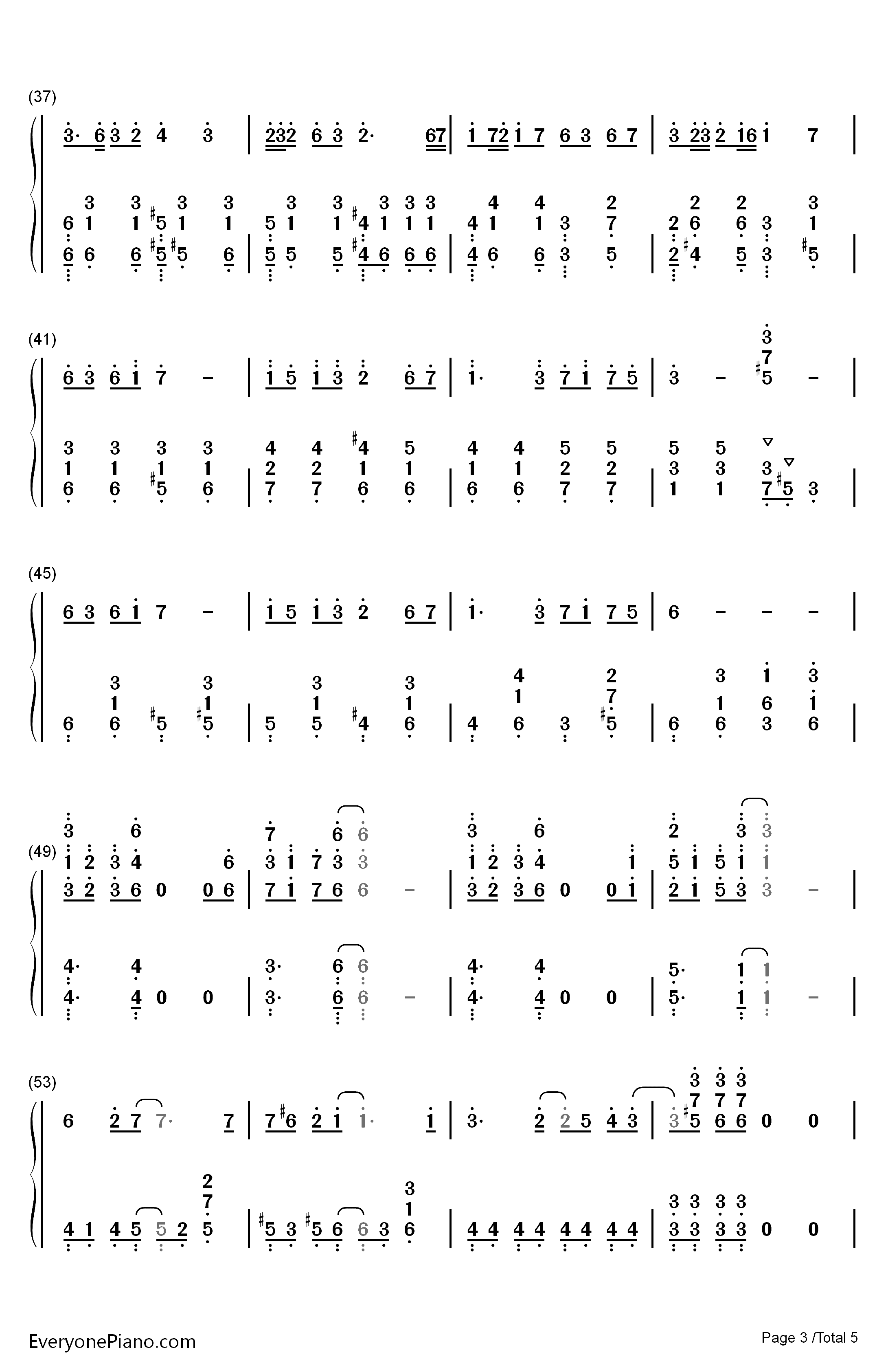 カンタレラ钢琴简谱-数字双手-KAITO3