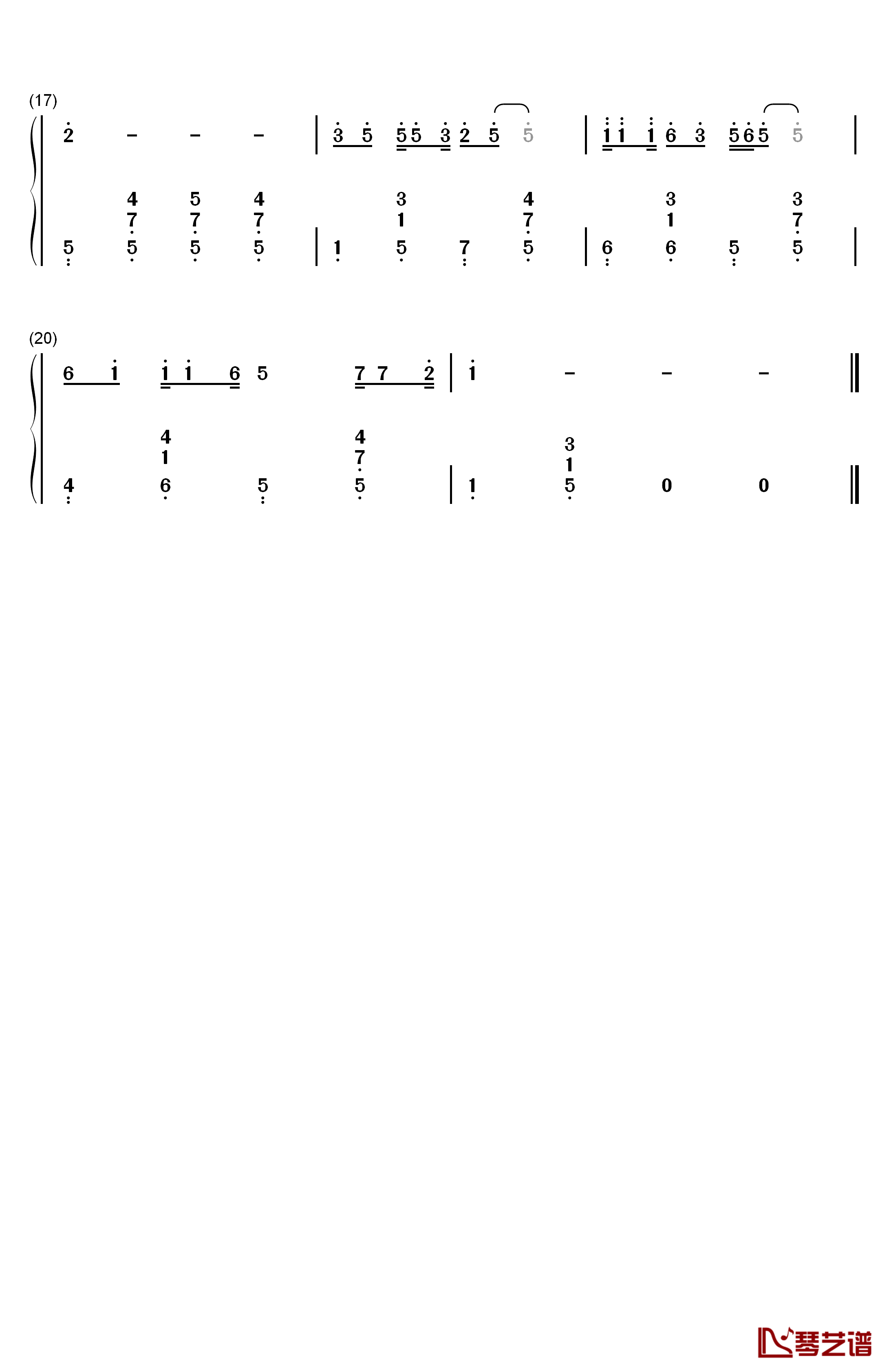 奉献钢琴简谱-数字双手-苏芮2