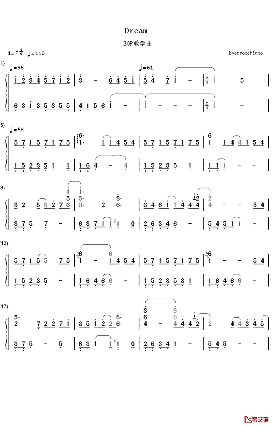 Dreams钢琴简谱-数字双手-李闰珉1