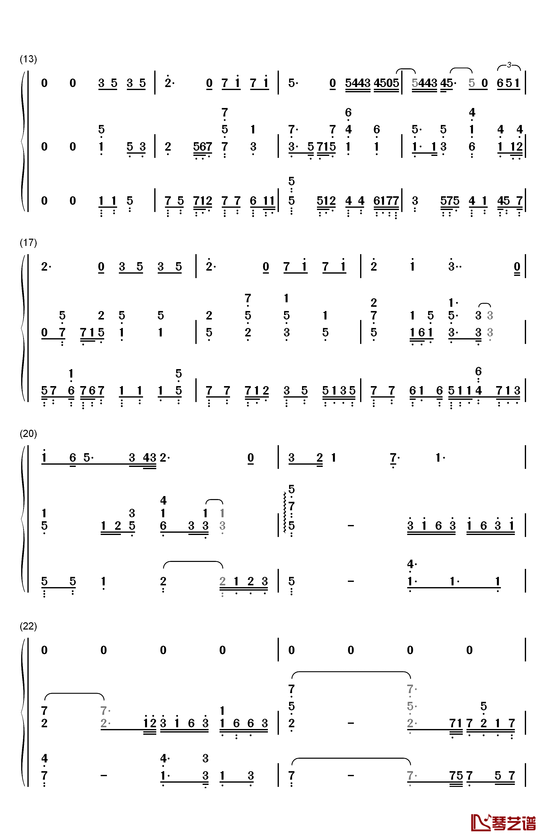 学不会钢琴简谱-数字双手-林俊杰2