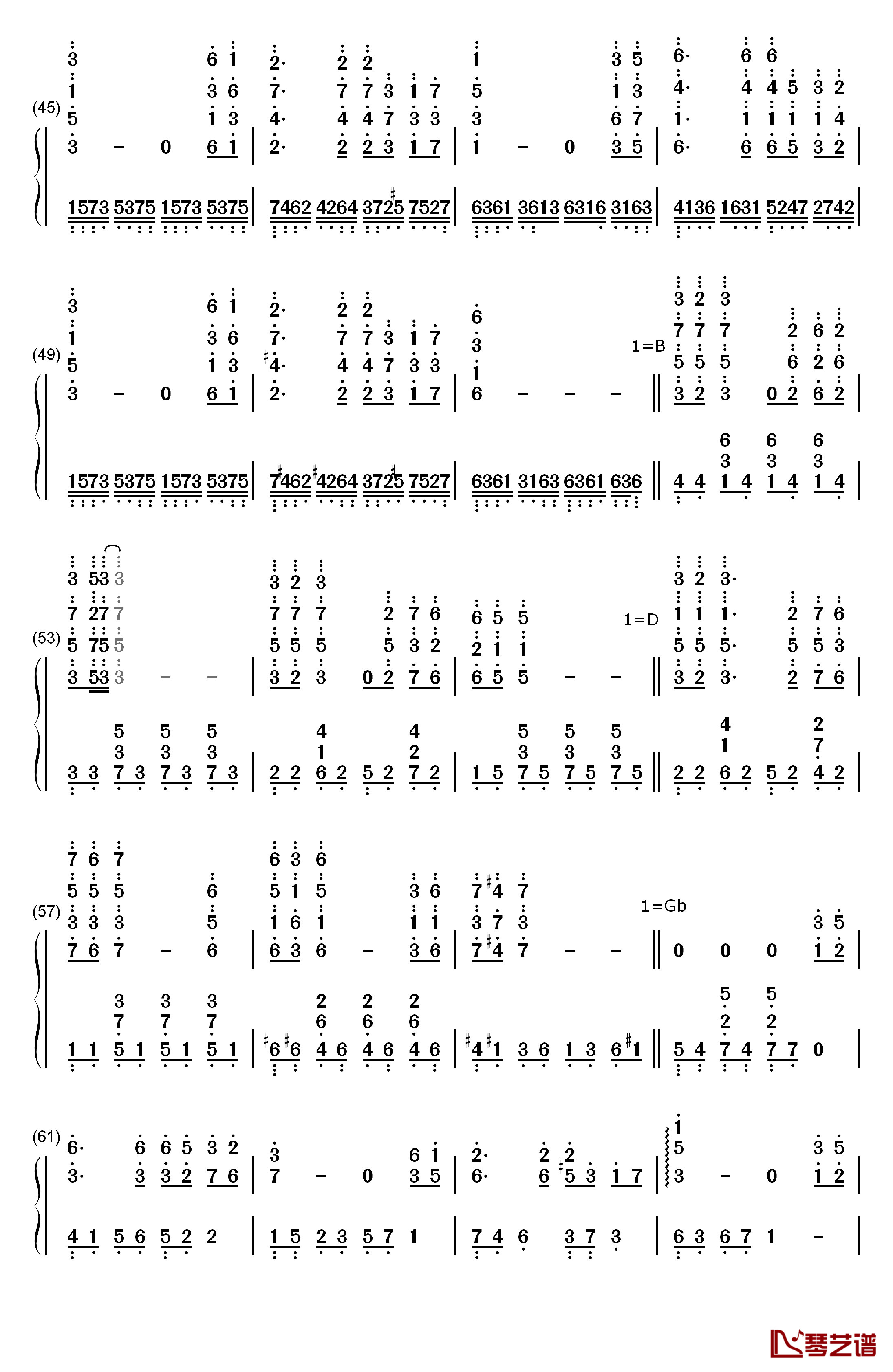 白月光钢琴简谱-数字双手-张信哲3