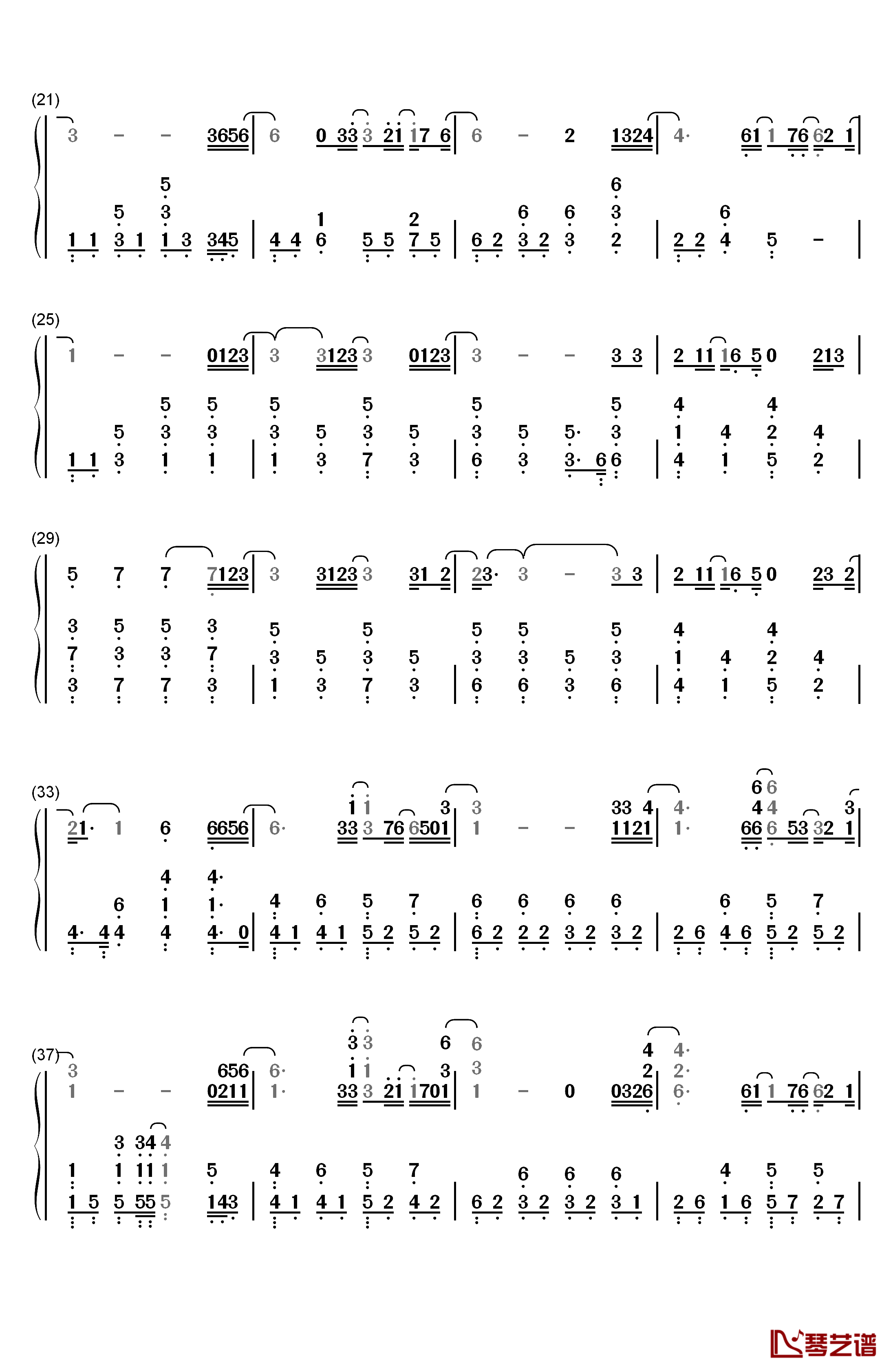 别钢琴简谱-数字双手-薛之谦2