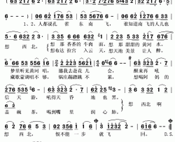 想西北简谱(歌词)-胡编编演唱-秋叶起舞记谱上传