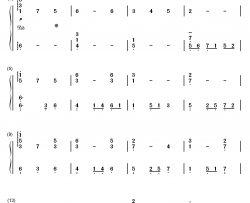 纯白钢琴简谱-数字双手-V.K克