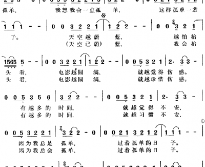 一辈子的孤单简谱 刘若英演唱 电视剧《粉红女郎》主题曲