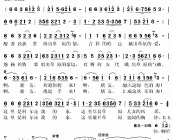 科尔沁 我的家简谱(歌词)-张远平演唱-秋叶起舞记谱上传