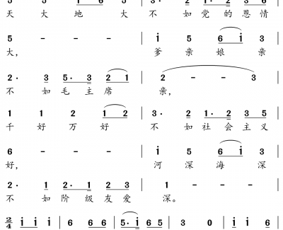 天大地大不如党的恩情大简谱(歌词)-小弩曲谱