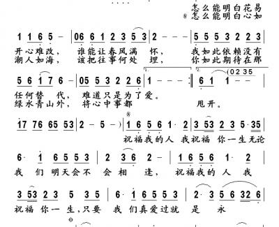 祝福你一生简谱 俞静演唱