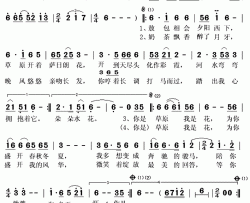 你是草原我是花 简谱(歌词)-苏勒亚其其格演唱-秋叶起舞记谱上传