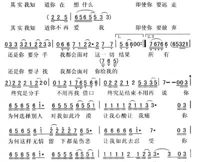 移情别恋简谱 郭峰演唱