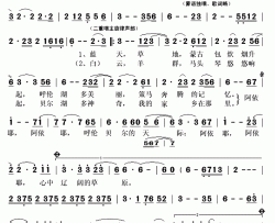 呼伦贝尔·天际简谱(歌词)-王飞跃、吉雅、向荣演唱-秋叶起舞记谱上传