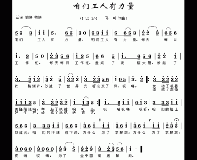 咱们工人有力量简谱 中国广播艺术团合唱演唱