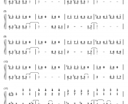 植物大战僵尸背景音乐钢琴版钢琴简谱-数字双手-未知