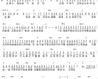 爱海滔滔简谱 陈浩民演唱